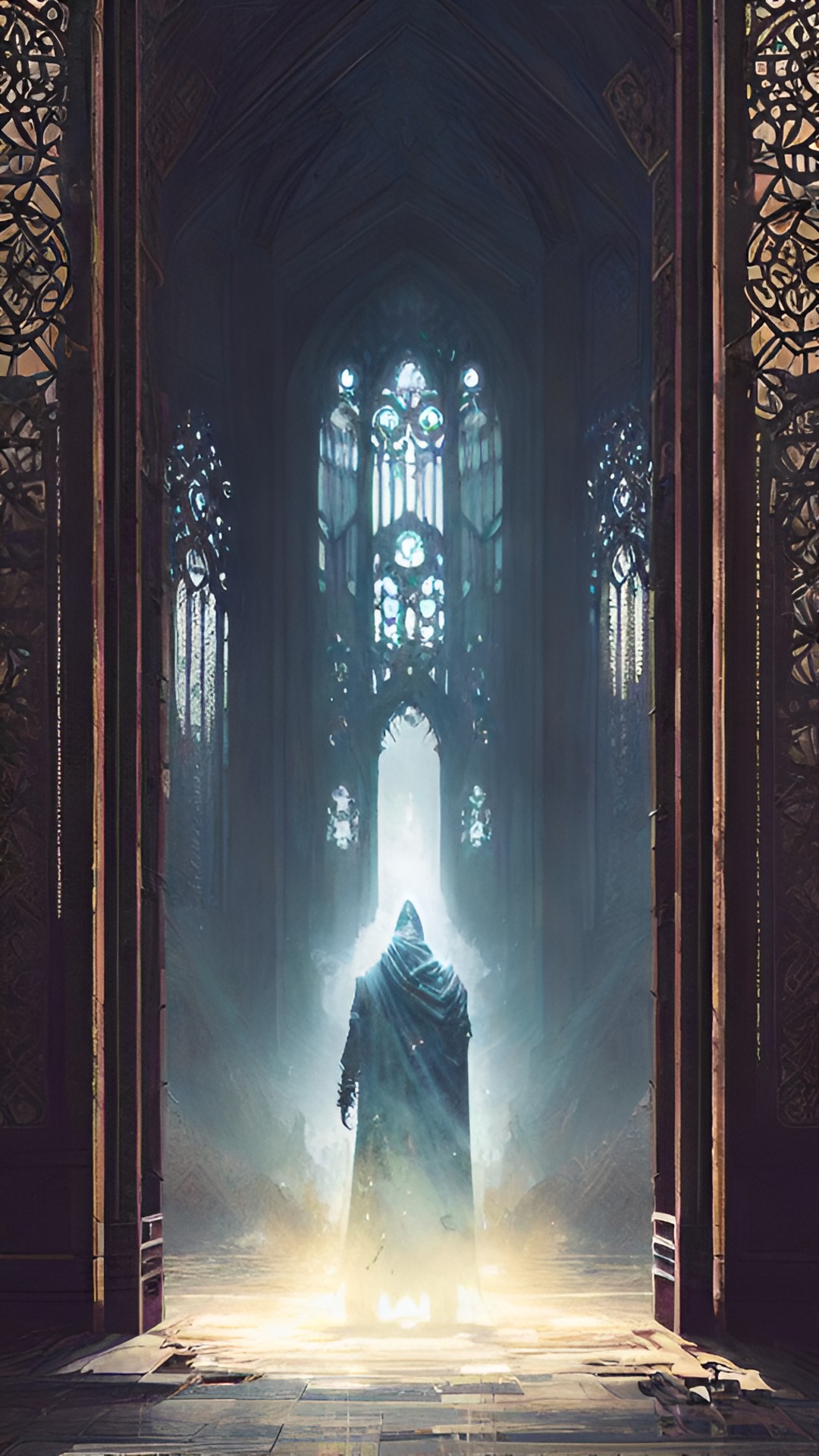 Swept up in Glory - the smokey blurry cloaked ghost, floating in chapel doorway preview