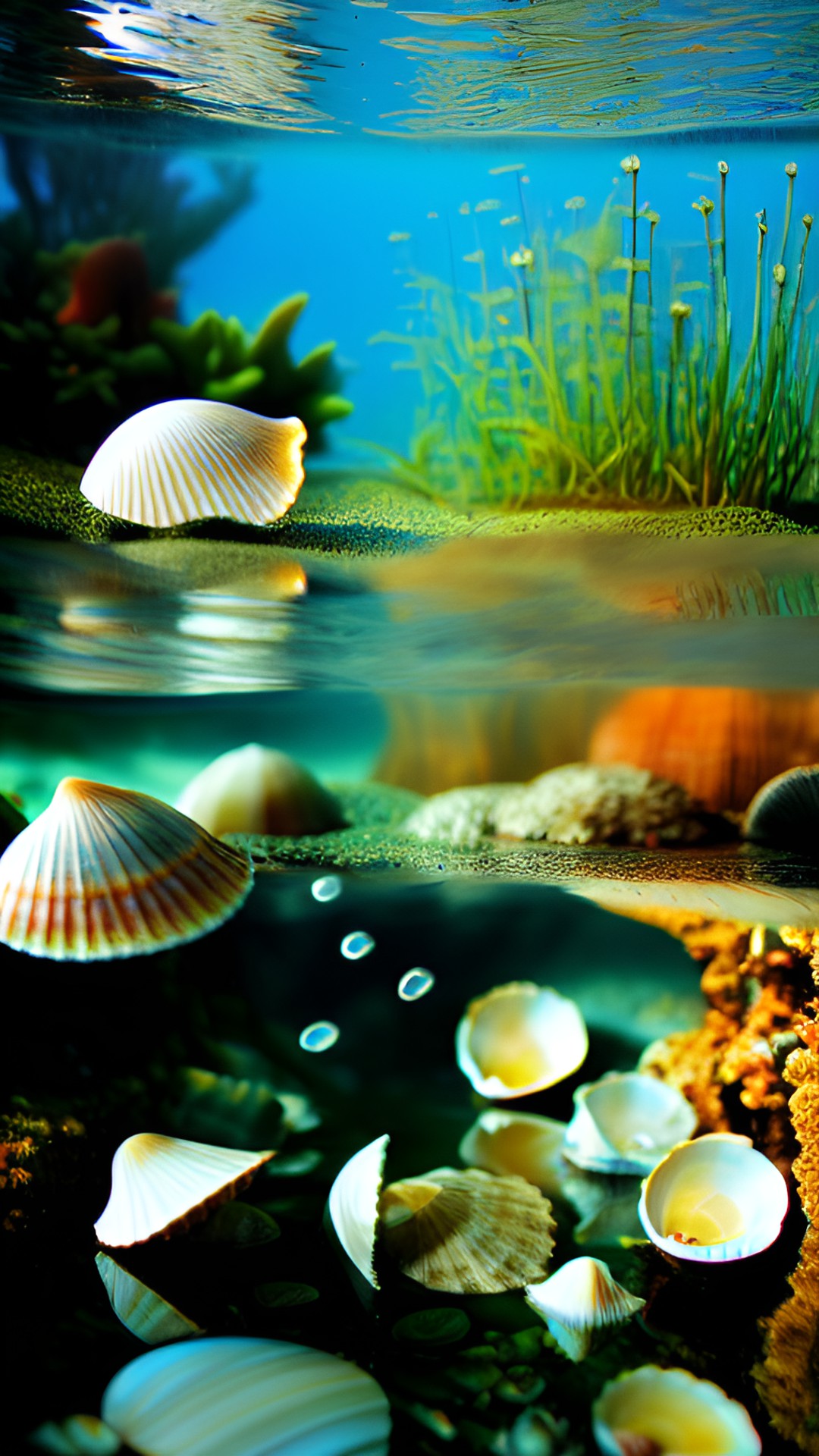 Pond 2 realistic - underwater of the surface of a pond 
seashells on the ground
highly detailed realistic preview