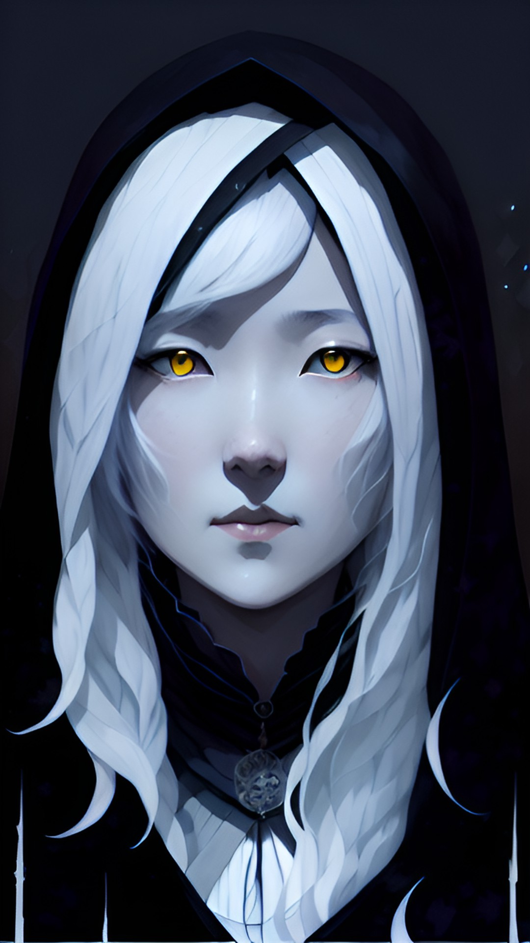 MayA - white hair lady, black cloak, preview