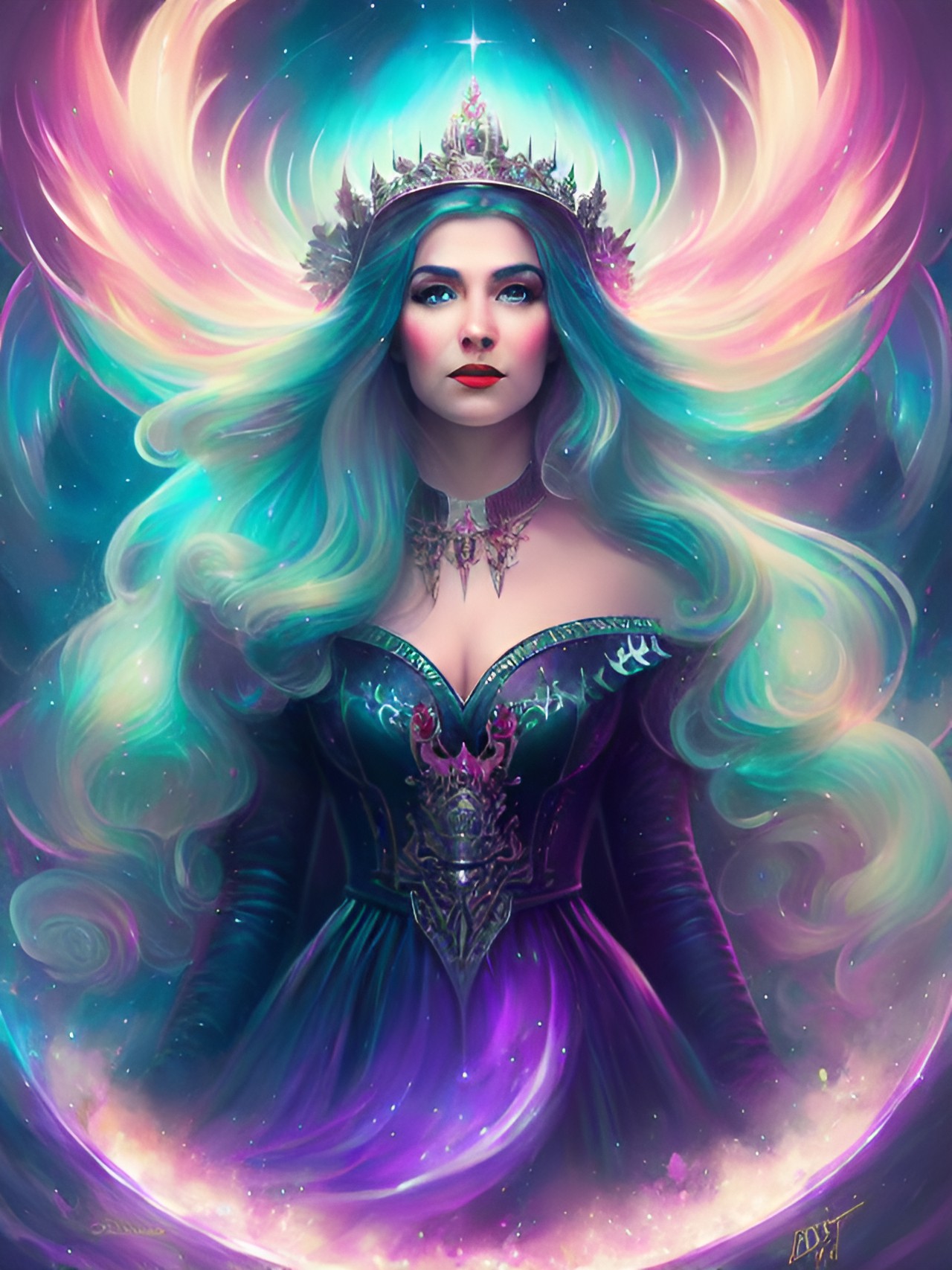 aurora queen, aurora borealis, fantasy art preview