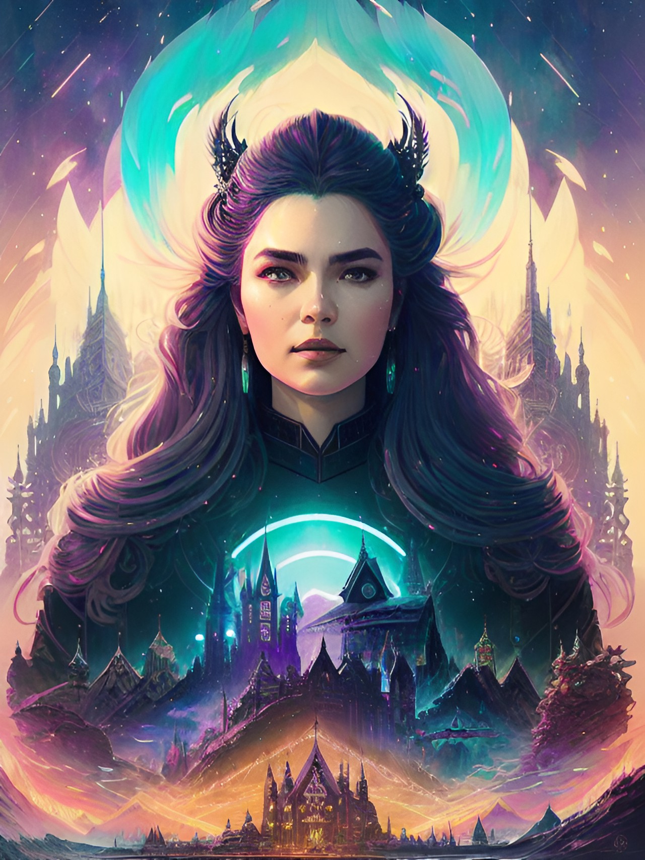 aurora queen, aurora borealis, fantasy art preview