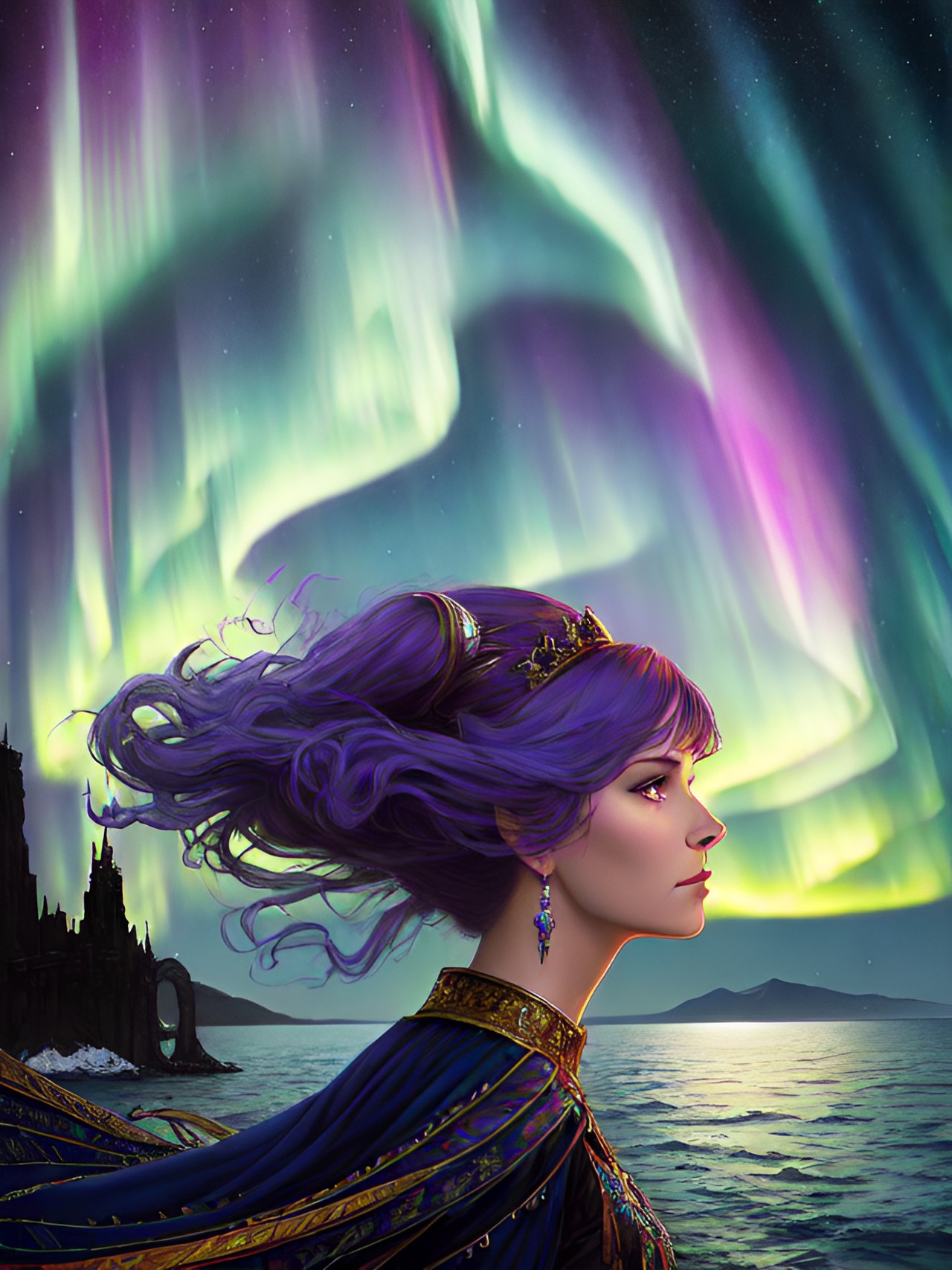 aurora queen, aurora borealis, fantasy art preview