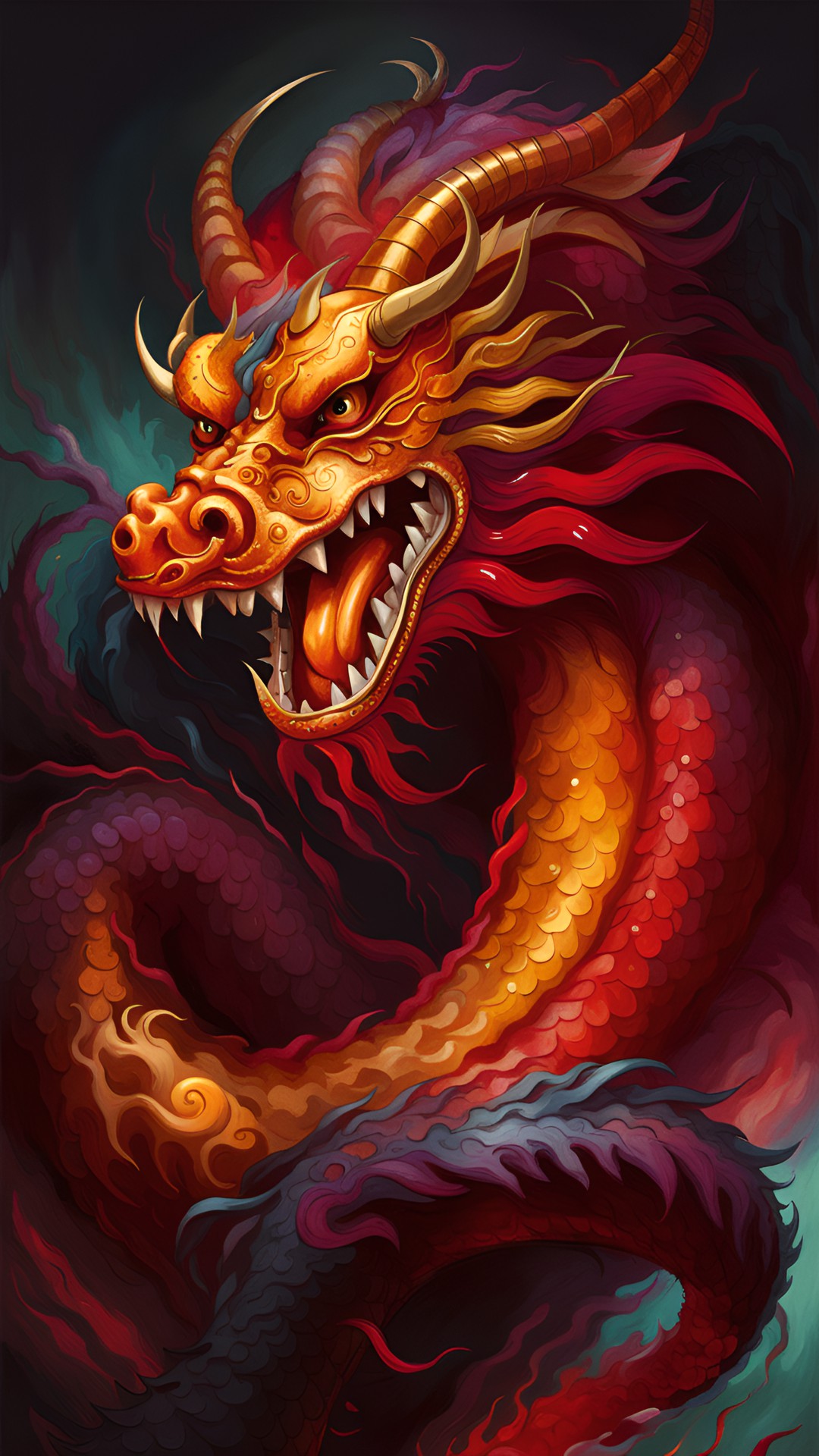 chinese dragon, red and gold preview