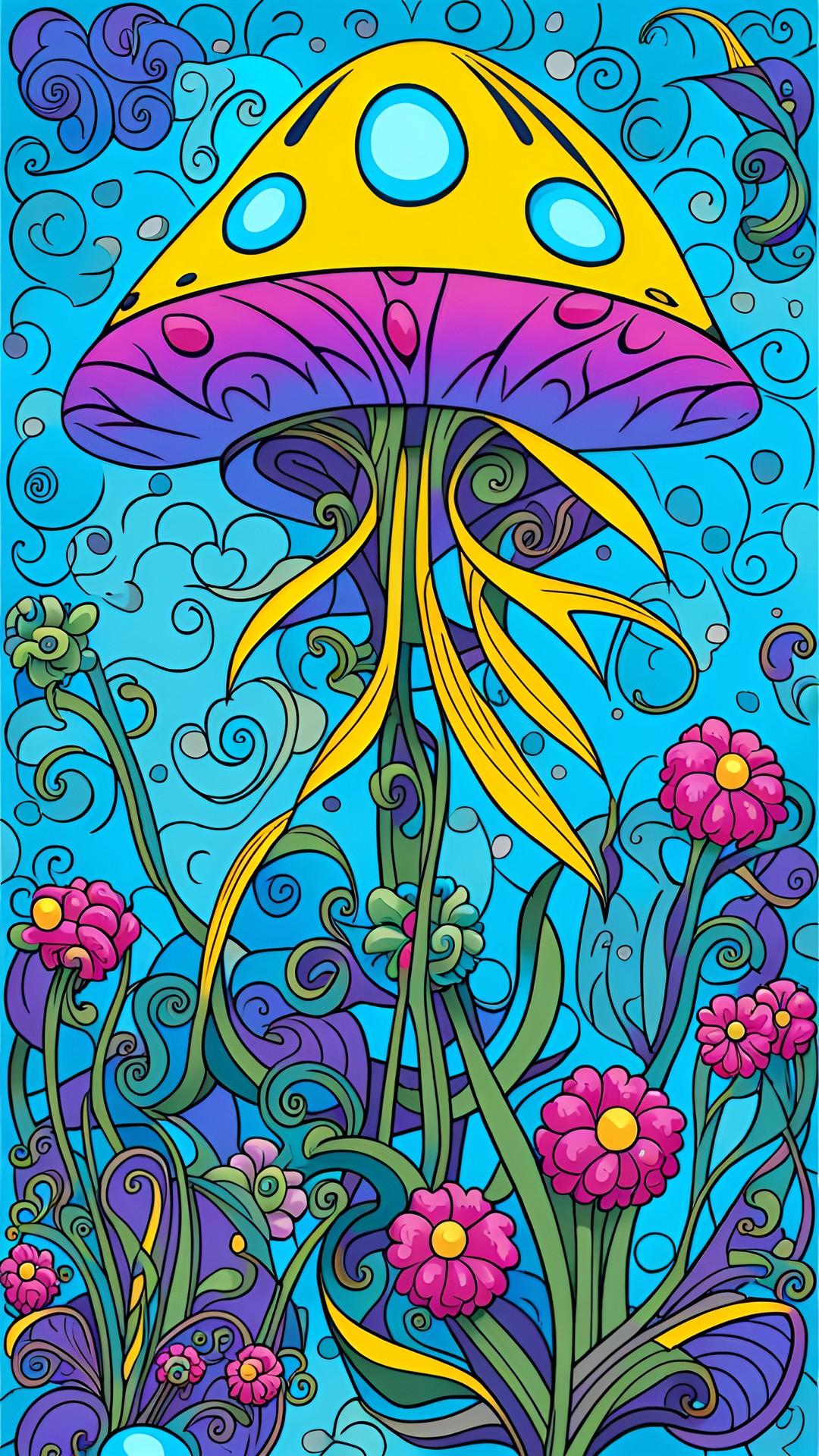 1960s psychedelic alien flower preview