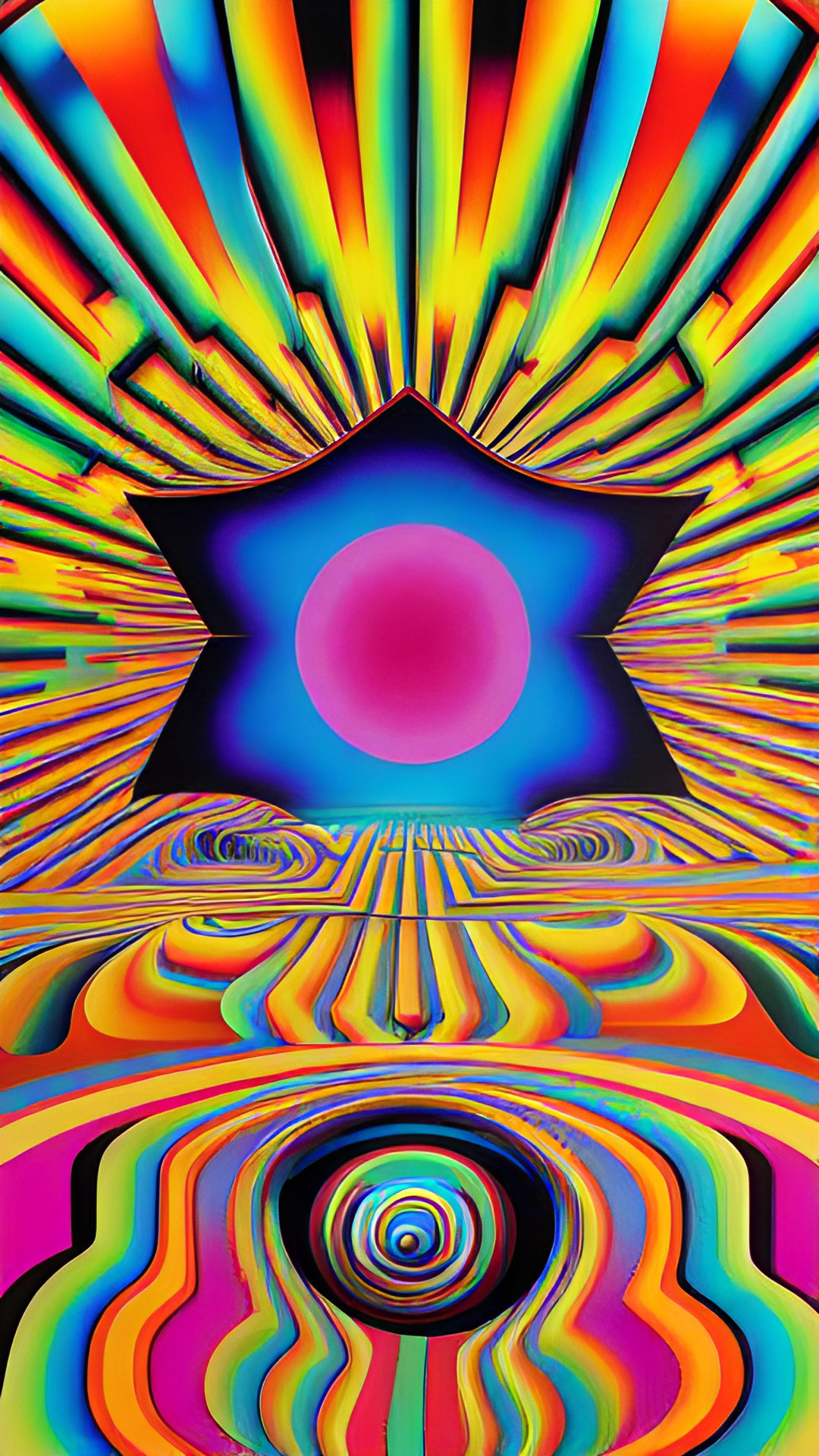 mind-bending optical illusion artwork in the style of bob thomas, stanley “mouse” miller, peter max, wes wilson preview