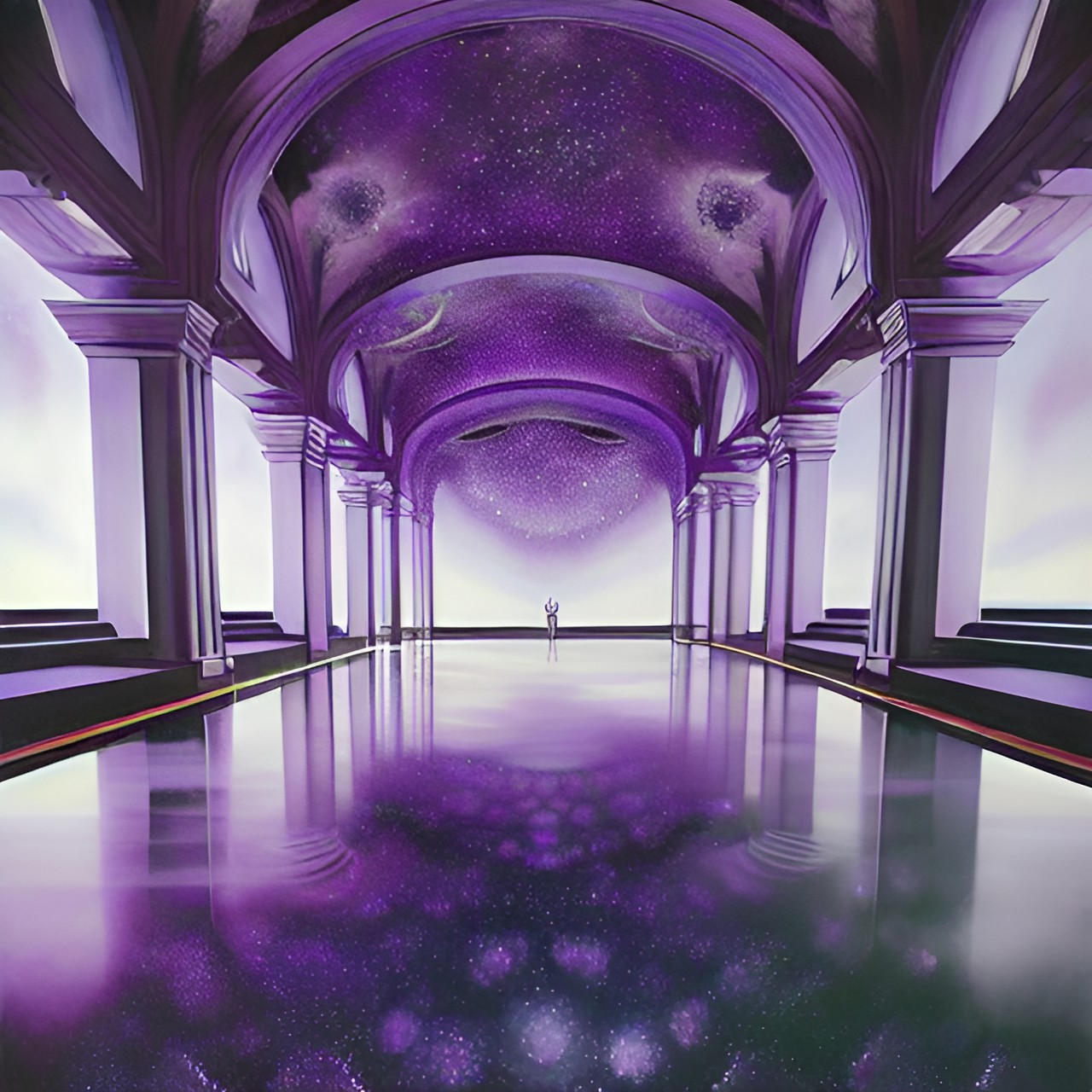 visually mesmerizing swirling vortex of souls traveling through space time, dark purple,deep blue, silver preview