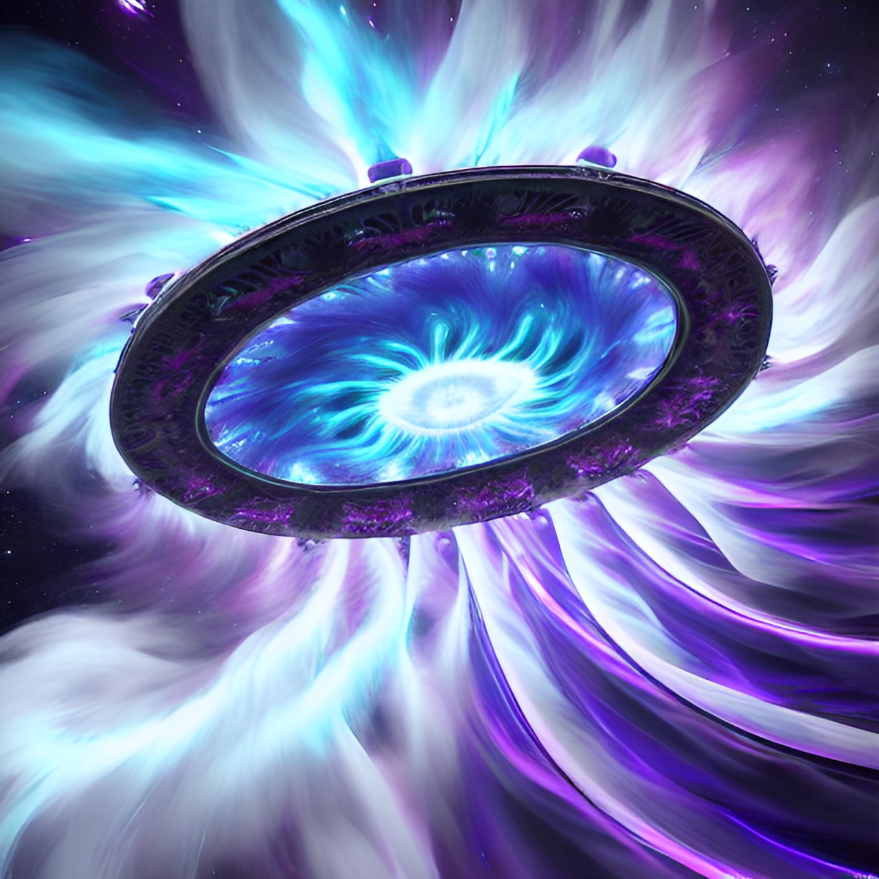 visually mesmerizing swirling vortex of souls traveling through space time, dark purple,deep  blue, silver preview