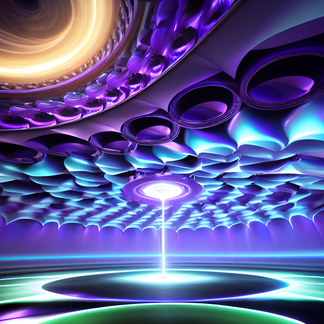 visually mesmerizing swirling vortex of souls traveling through space time, dark purple,deep blue, silver preview