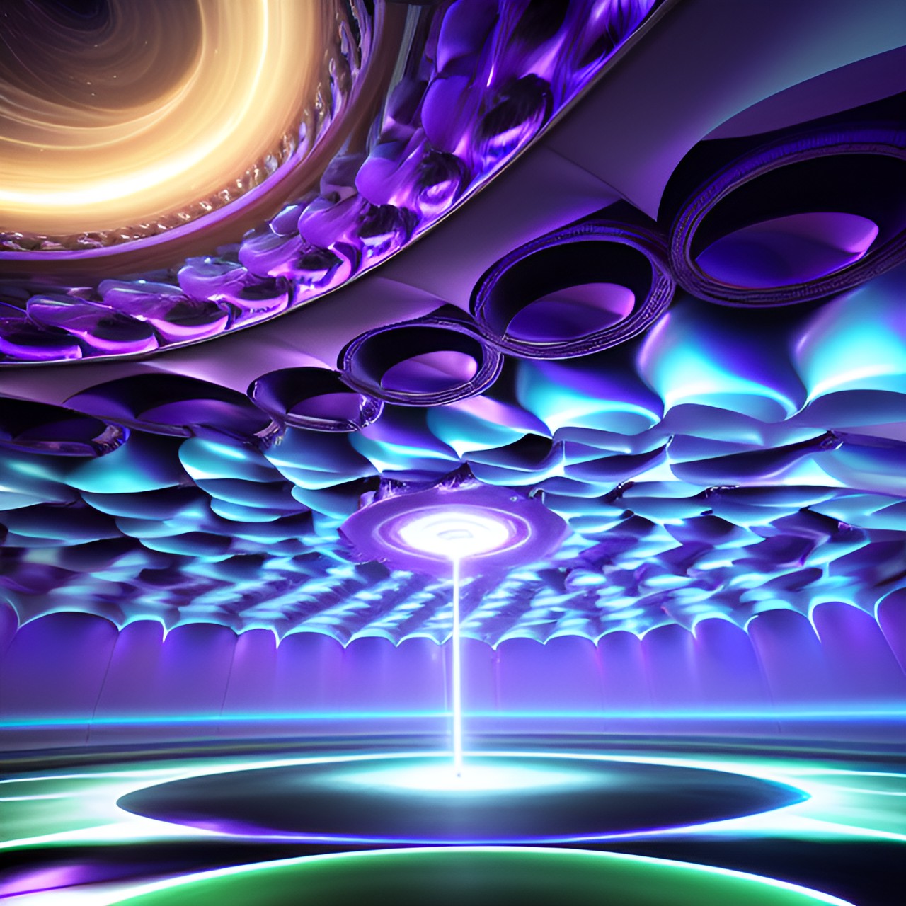 visually mesmerizing swirling vortex of souls traveling through space time, dark purple,deep  blue, silver preview