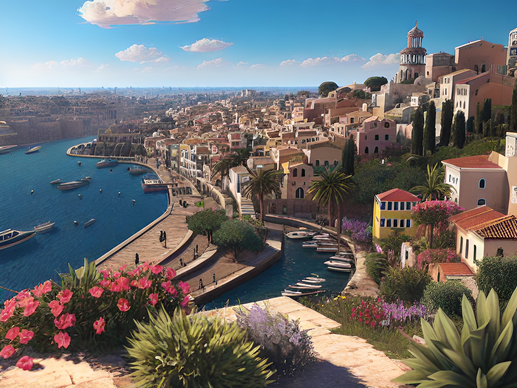 A city view - mediterranean city, a view from the hill, a bay, an embankment preview