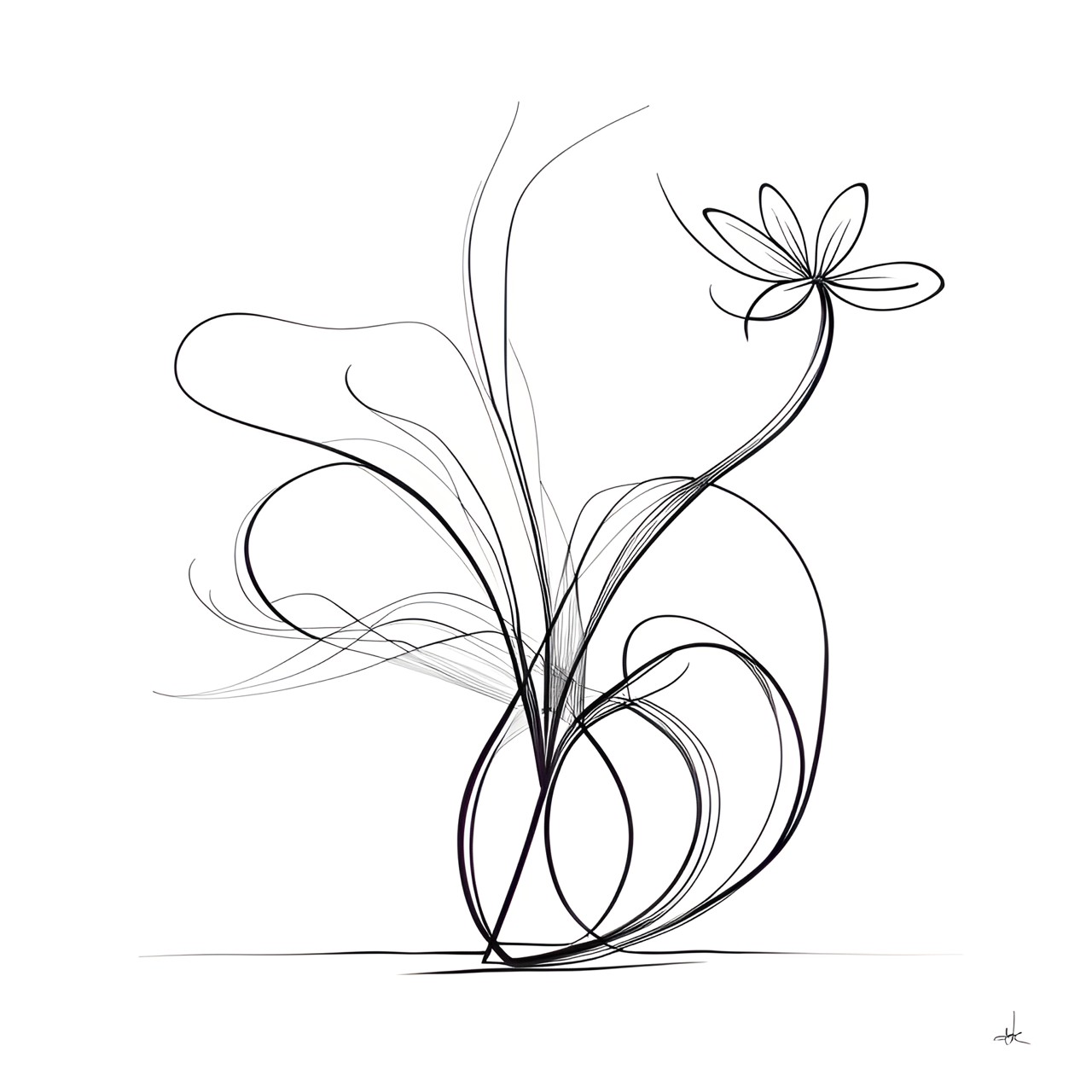 ikebana ,one line art ,abstract,minimalist art,whimsical drawing preview