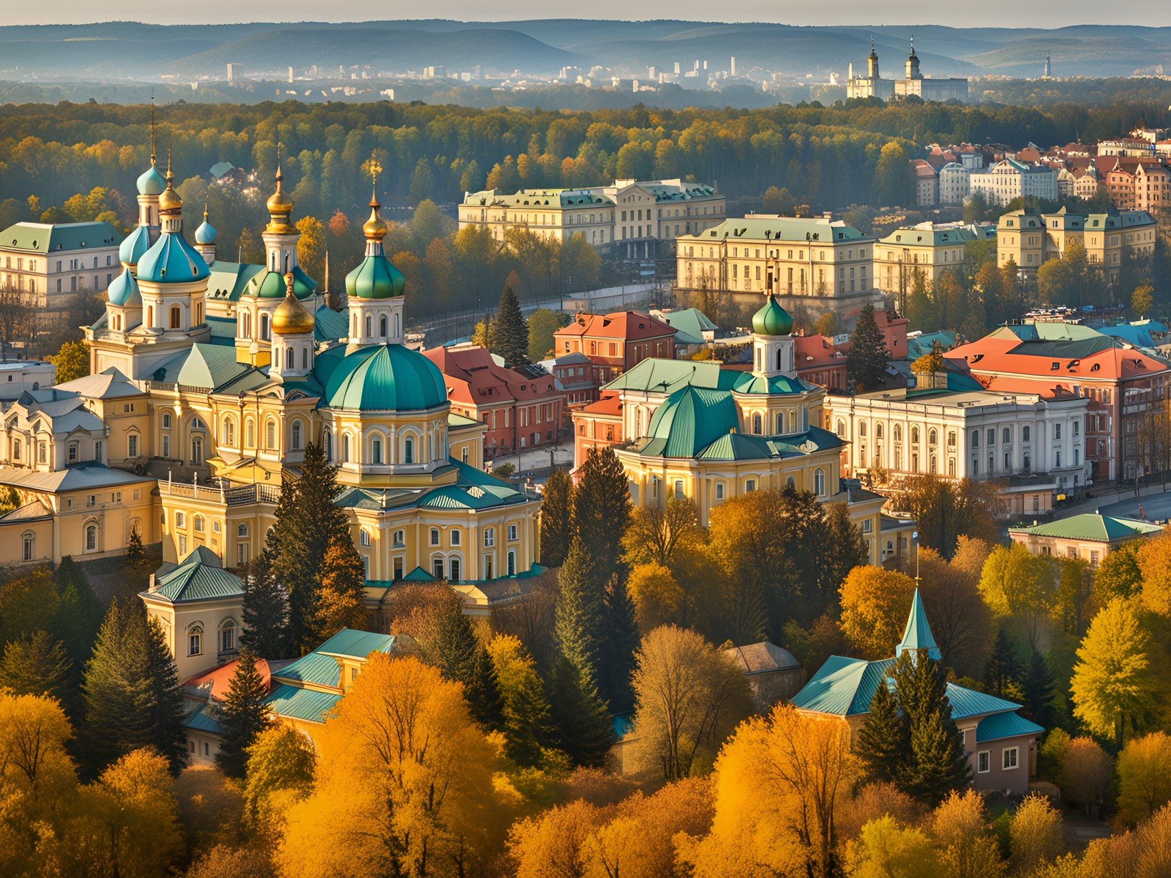 An Ukrainian city - ukrainian city, a view from a hill, panorama preview