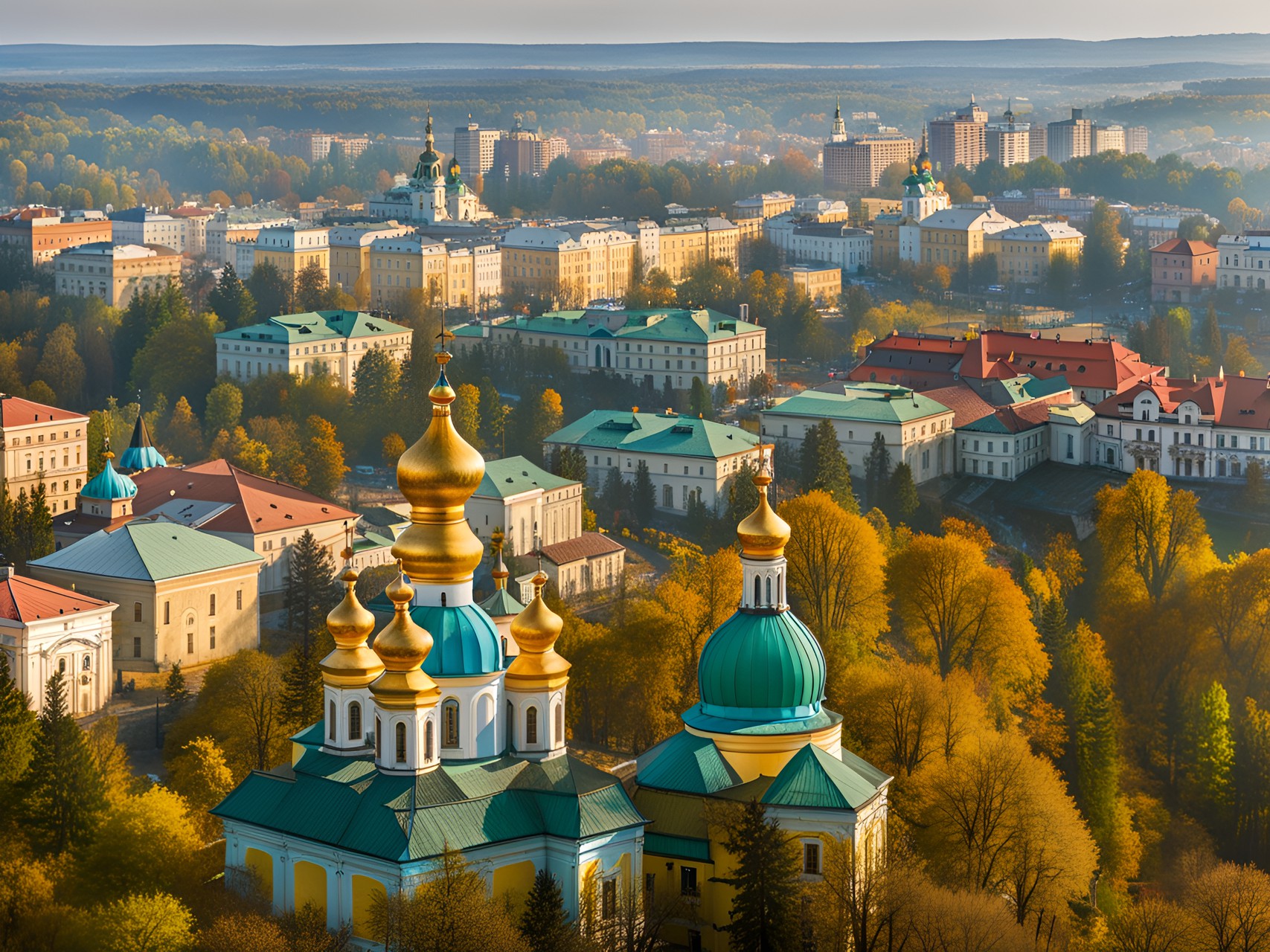 A Ukrainian city - ukrainian city, a view from a hill, panorama preview