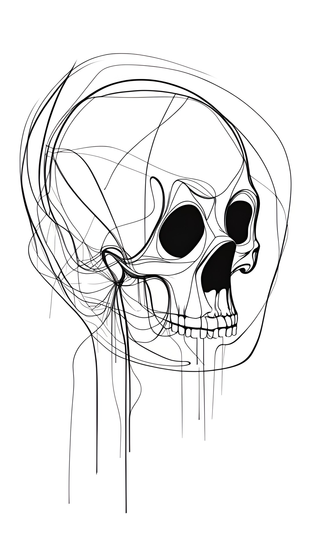 scull,one line art ,abstract,minimalist art,whimsical drawing preview