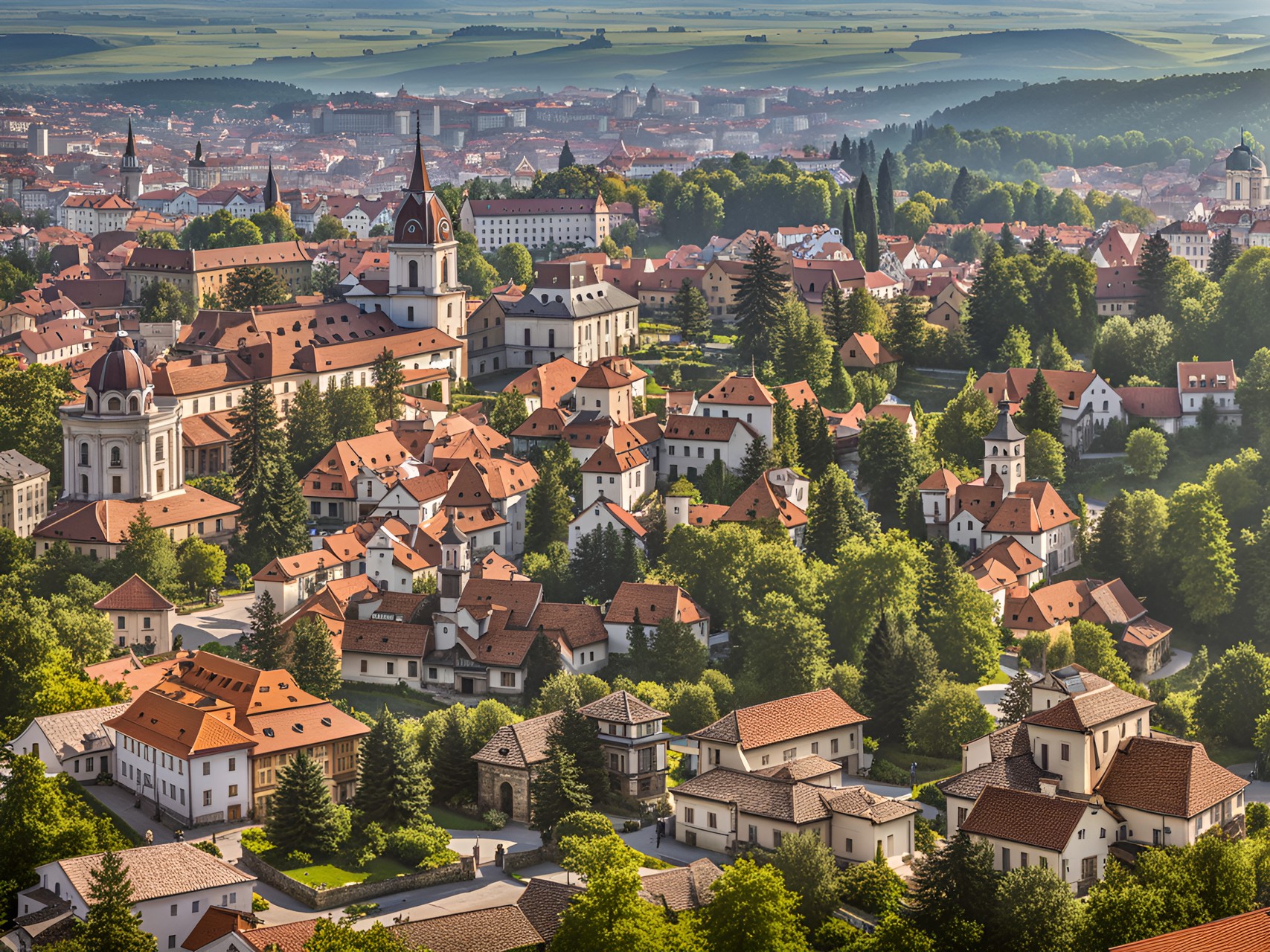 A Romanian city - romanian city, a view from a hill, panorama preview