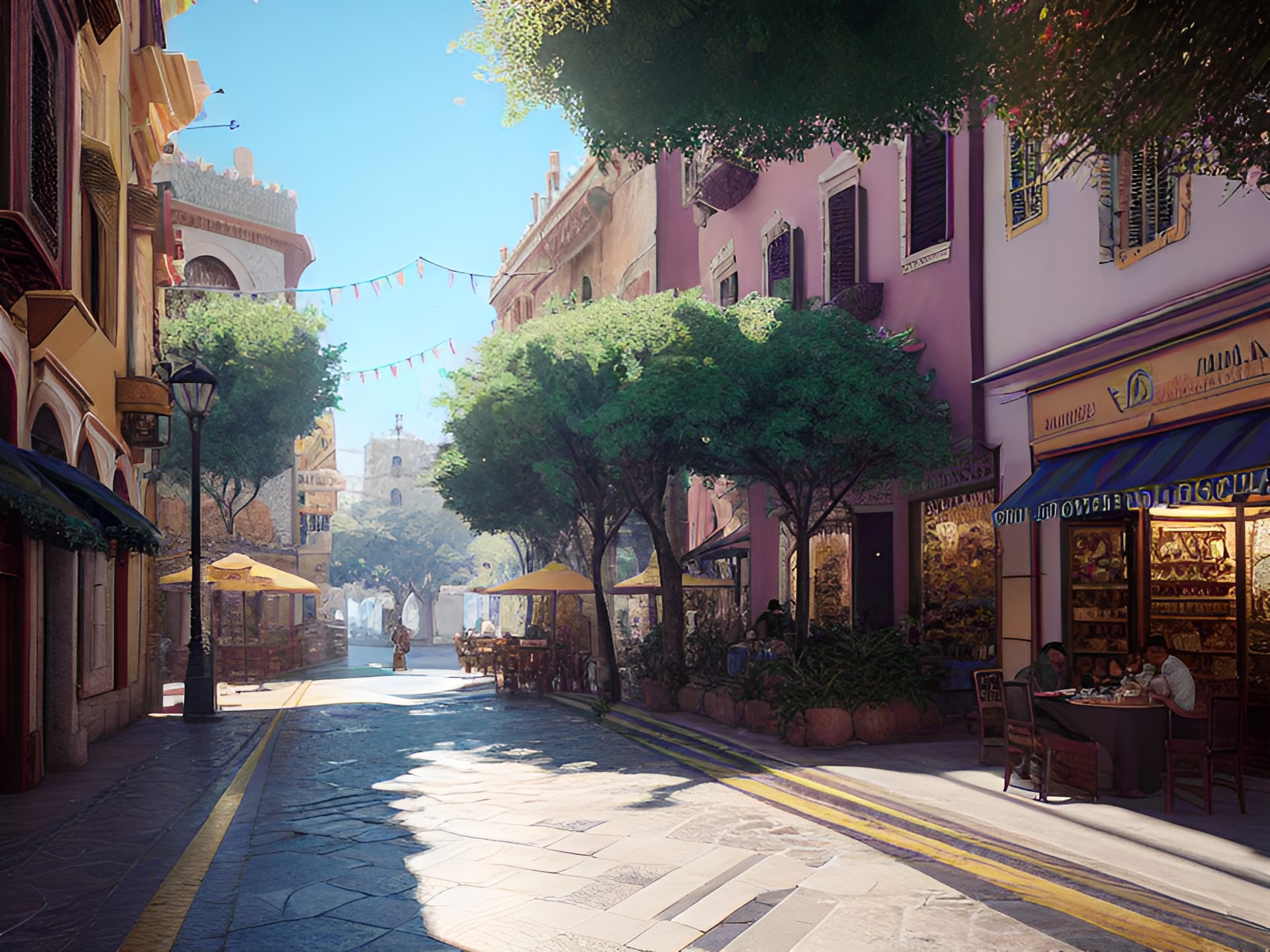 A street view - mediterranean city, main street preview