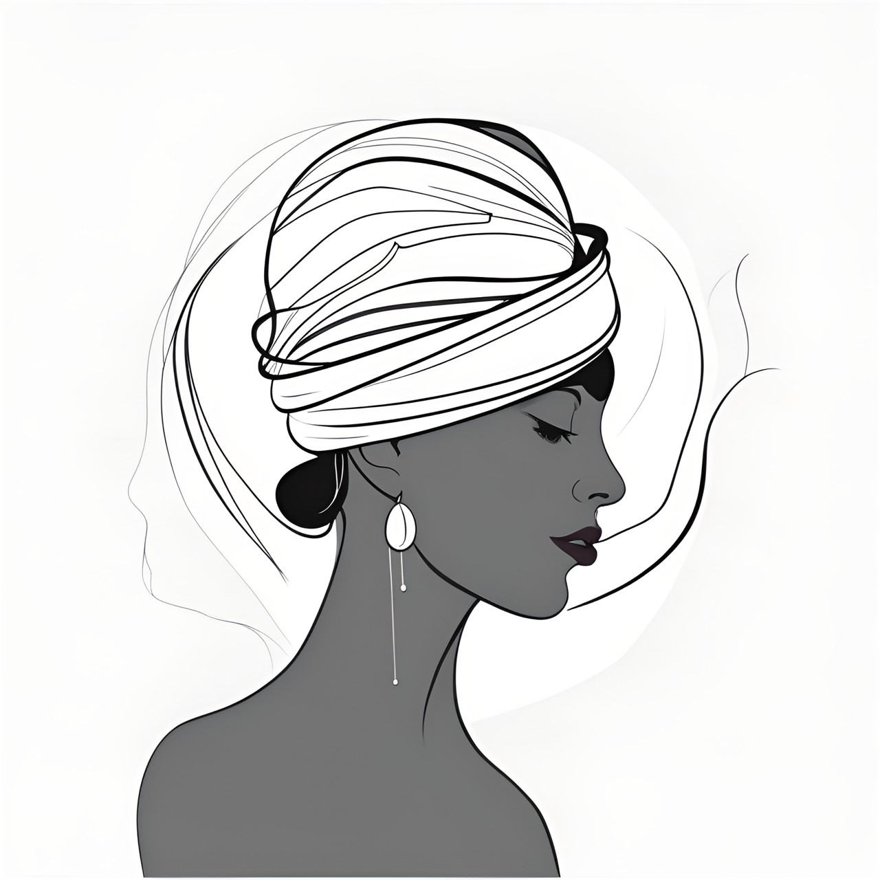 turban hat ,one line art ,abstract,minimalist art,whimsical drawing preview