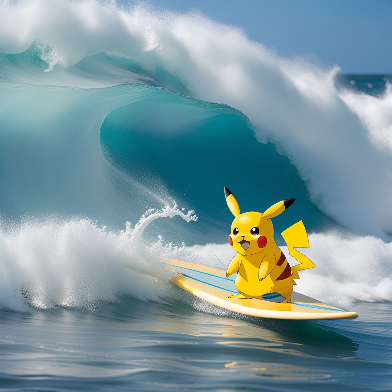 pikachu on a surf board preview