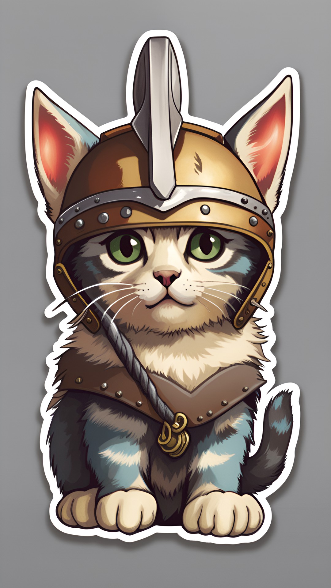 kitten wearing a viking helmet sticker preview