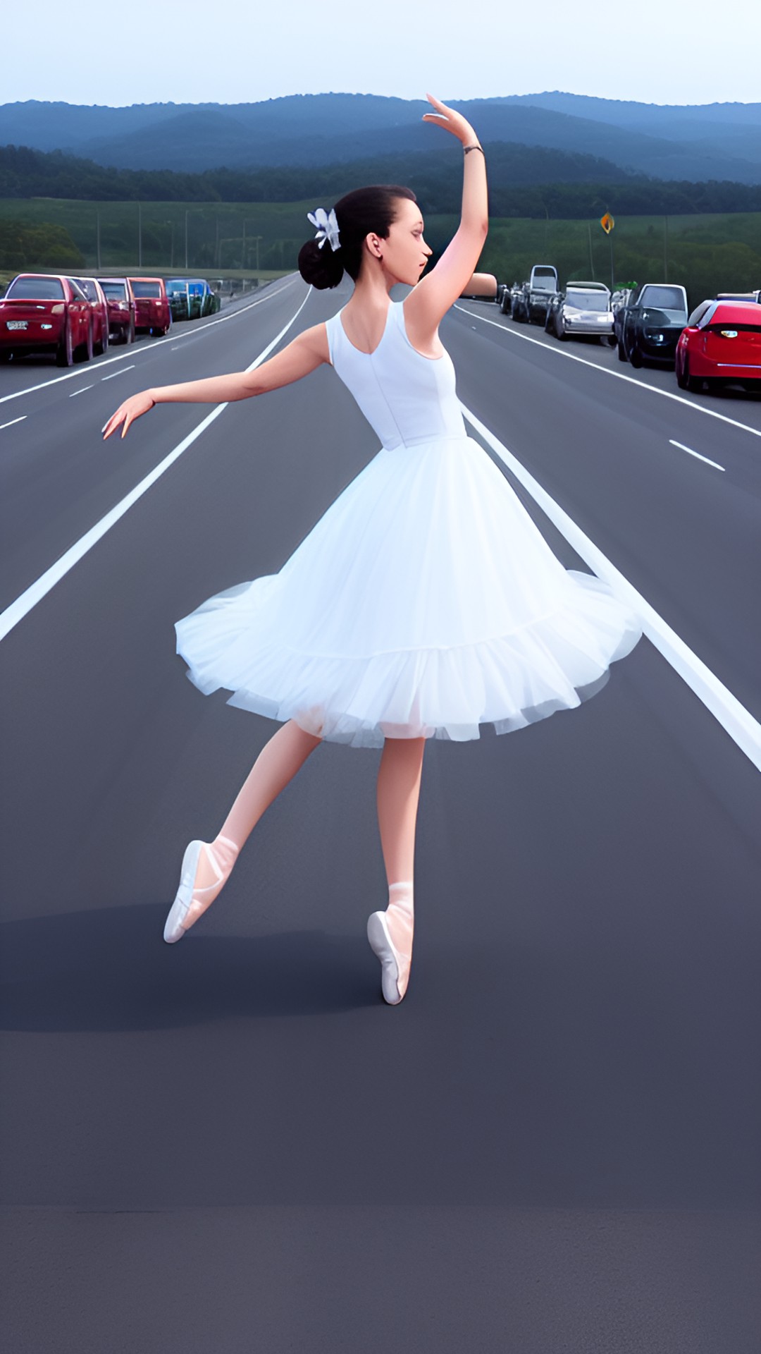 woman doing ballet on highway preview