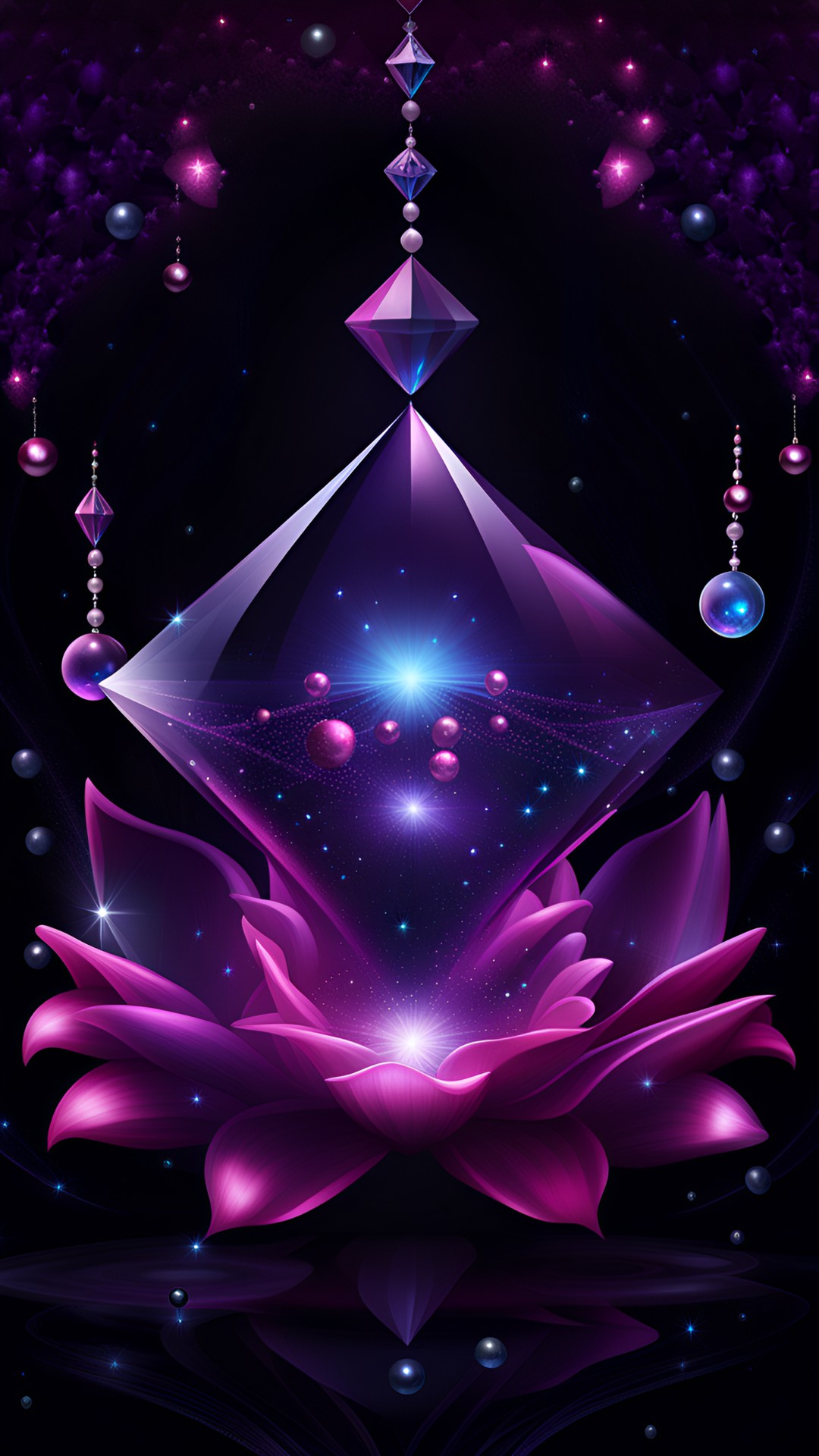 gorgeous dark pink, dark blue and dark purple fairy/ river of diamonds/ jewelry black and dark purple pearls and dark flowers/ magic preview