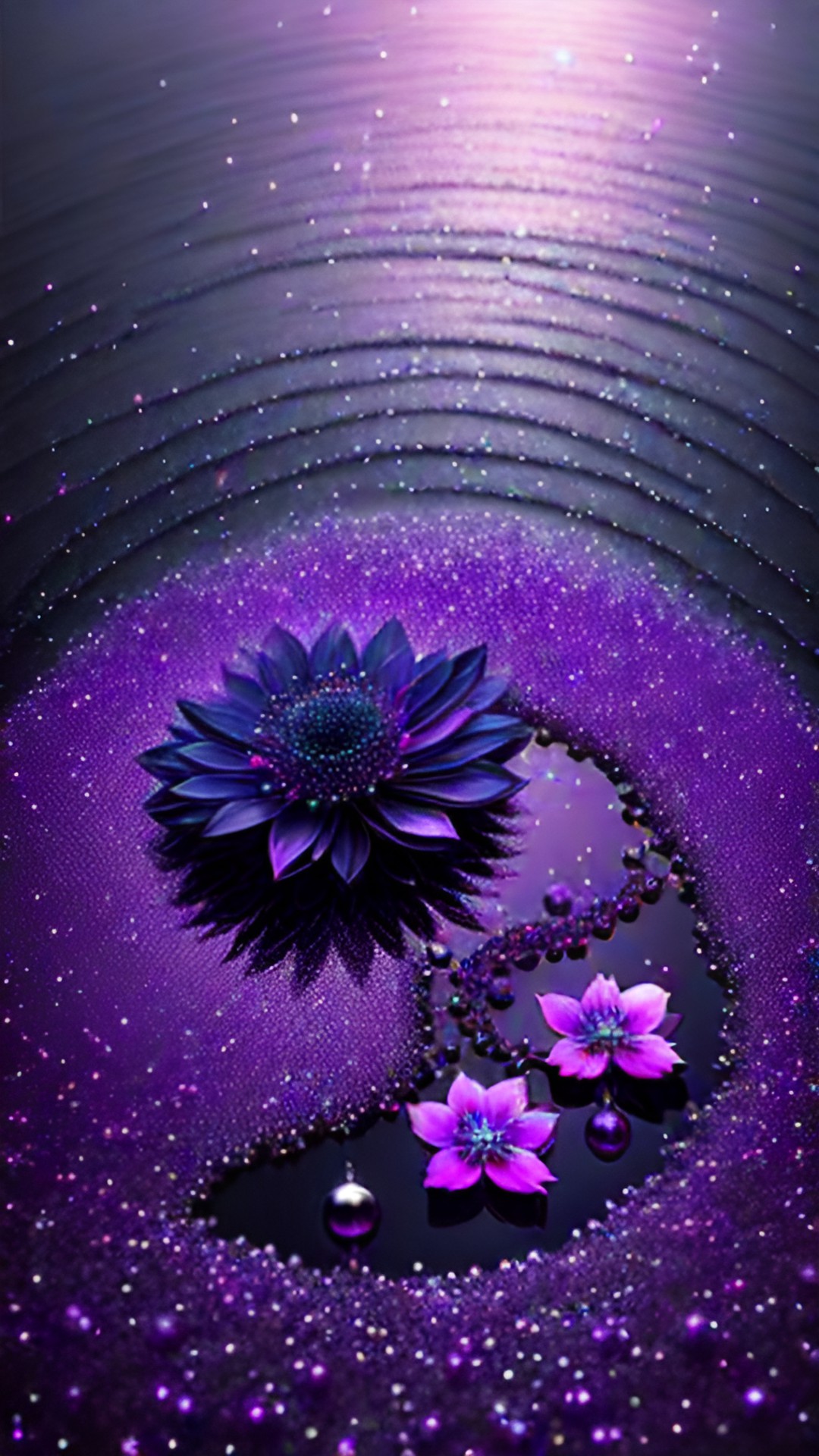 gorgeous dark pink, dark blue and dark purple fairy/ river of diamonds/ jewelry black and dark purple pearls and dark flowers/ magic preview