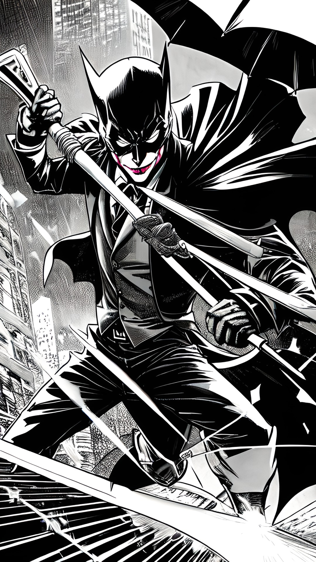 the joker fights batman stabbing him with his umbrella sword preview