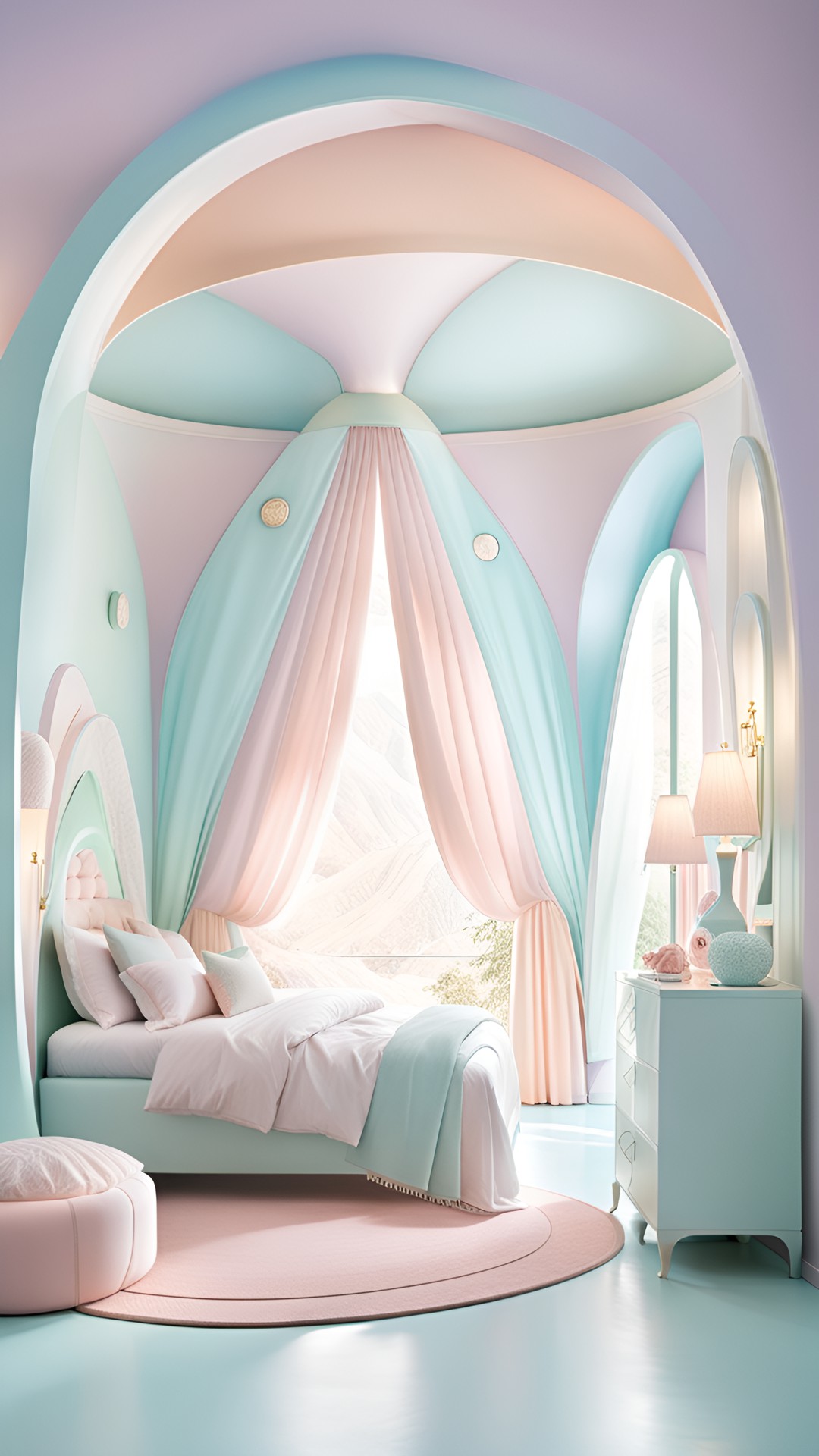 Another Attempt - dreamy ethereal pastel tren bedroom. it is themed around pastel colors and dreams and has a canopy bed preview