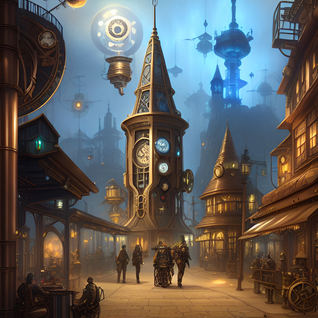 sci-fi, steampunk, elven village preview