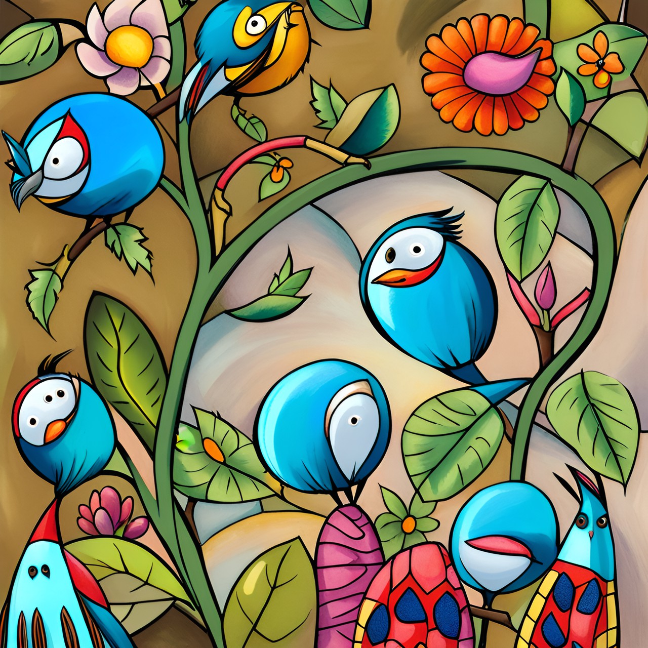 birds and flowers preview