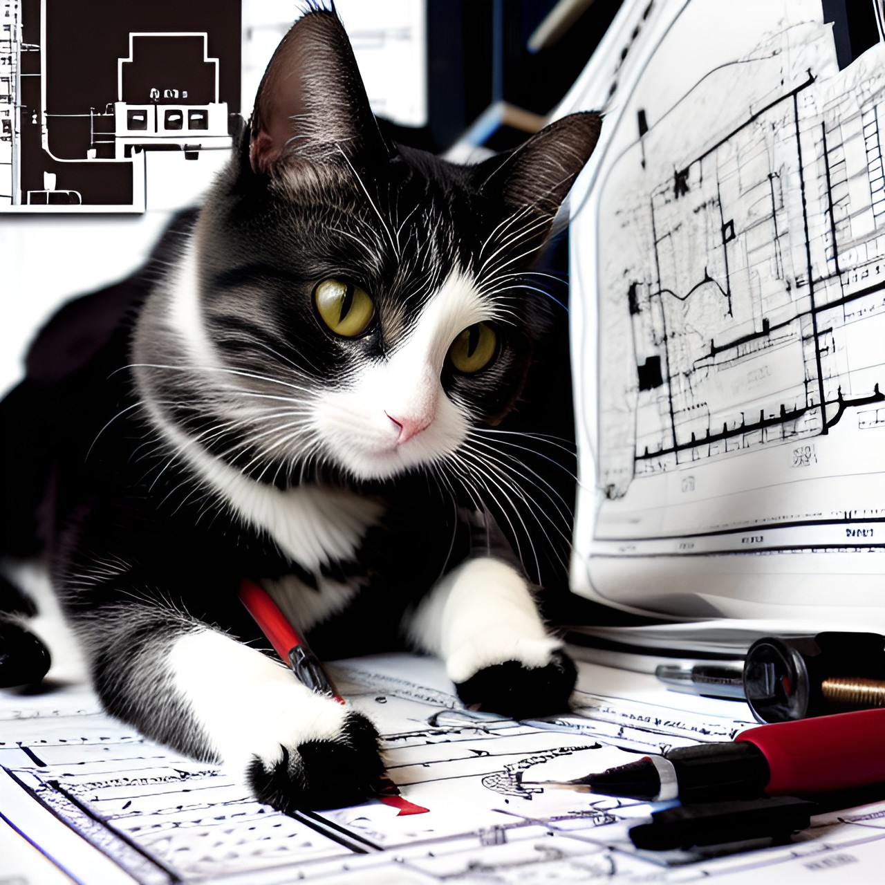 education, engineer, cat, university, blueprints, preview