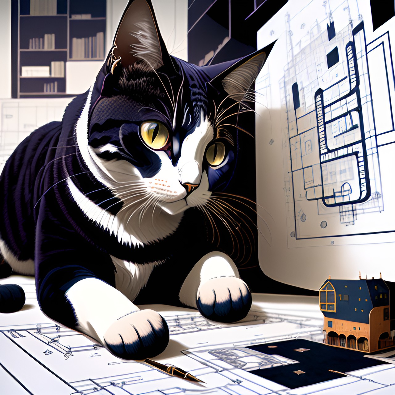 education, engineer, cat, university, blueprints, preview