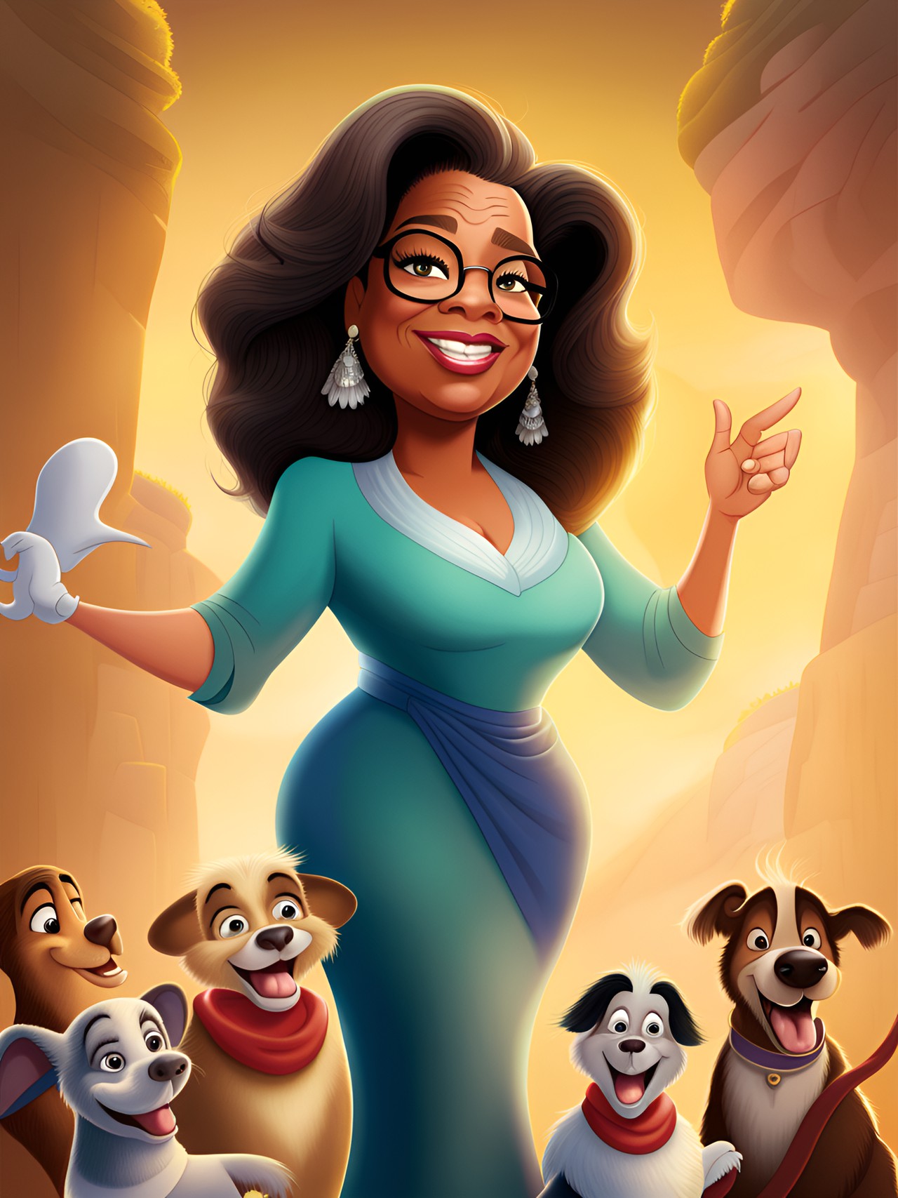 oprah as a disney cartoon character, high quality illustration, uhd preview