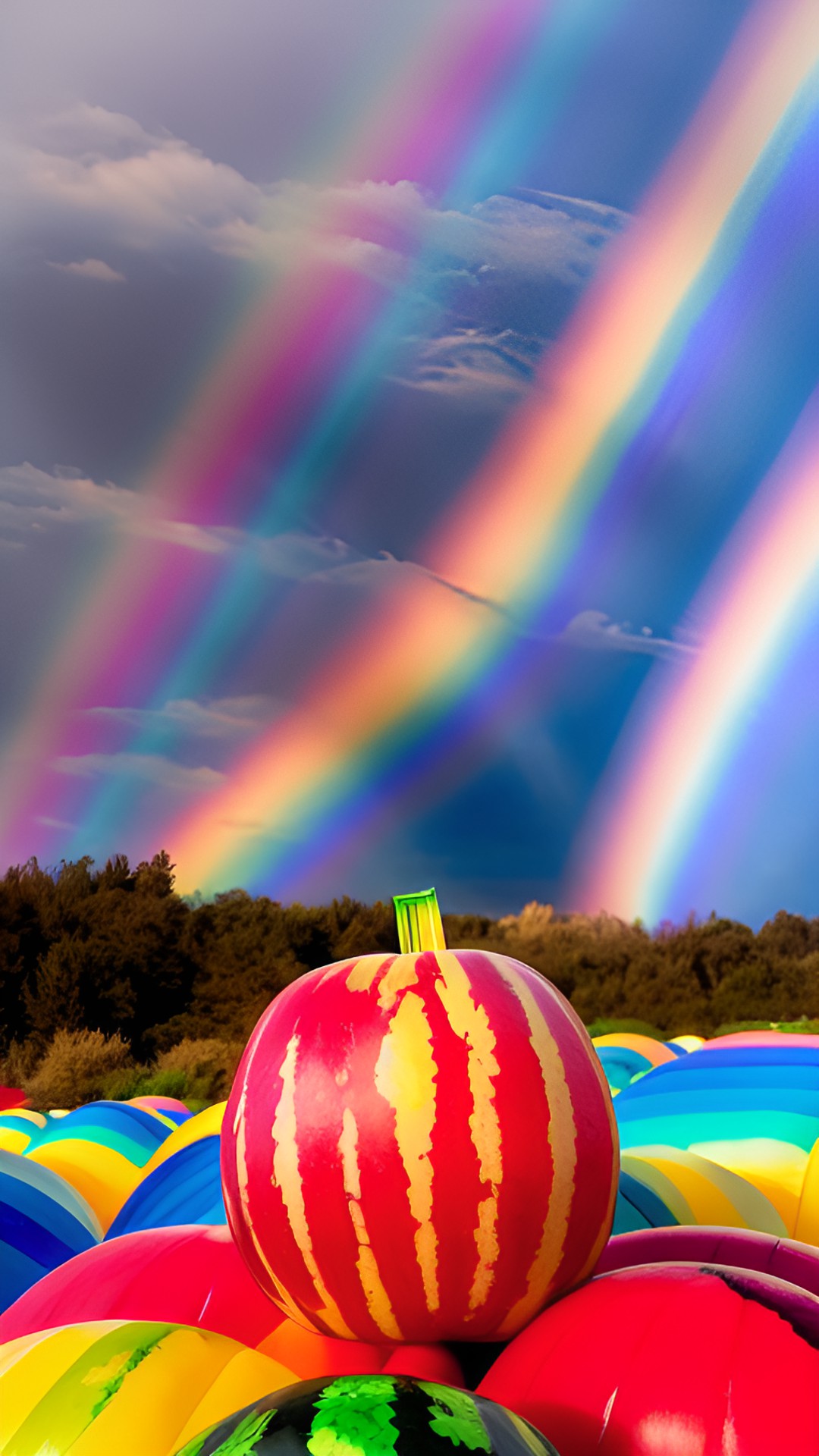 juicy colorful watermelon sitting at the end of a rainbow preview