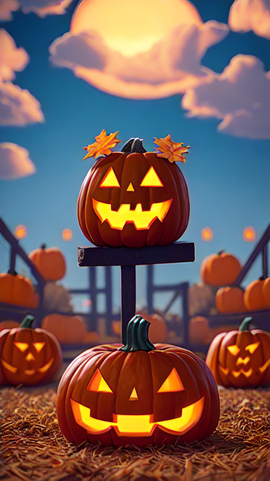 cartoonish pumpkin in a pumpkin patch preview