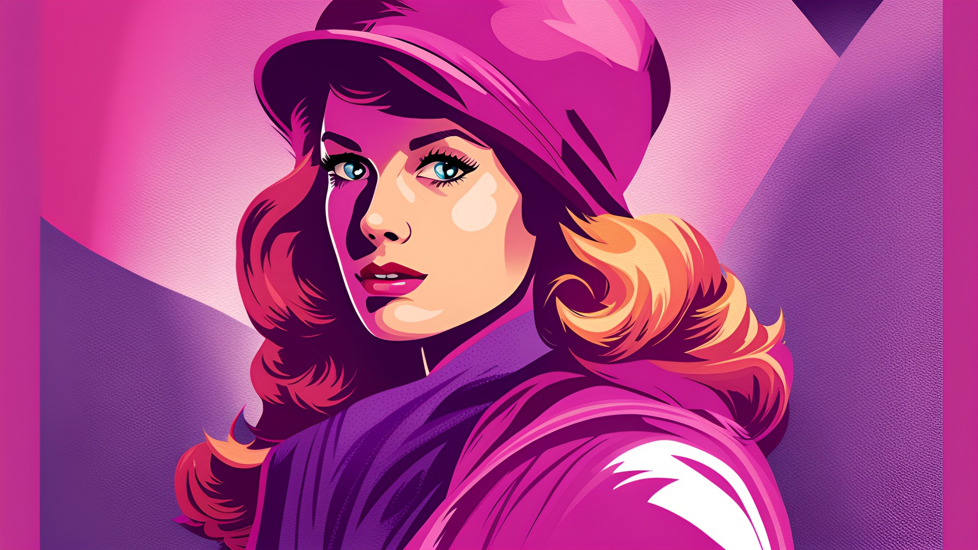 pink and purple print, pop art, nancy drew theme, uhd, high quality illustration, 8k preview