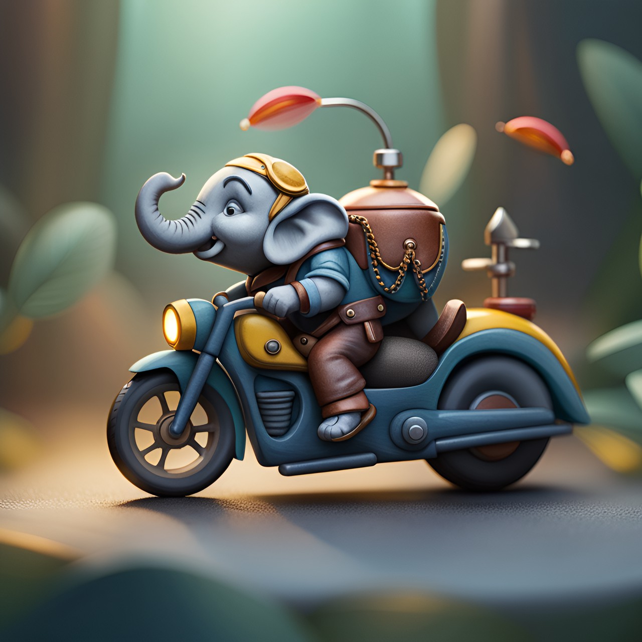 elephant rides a motorcycle preview