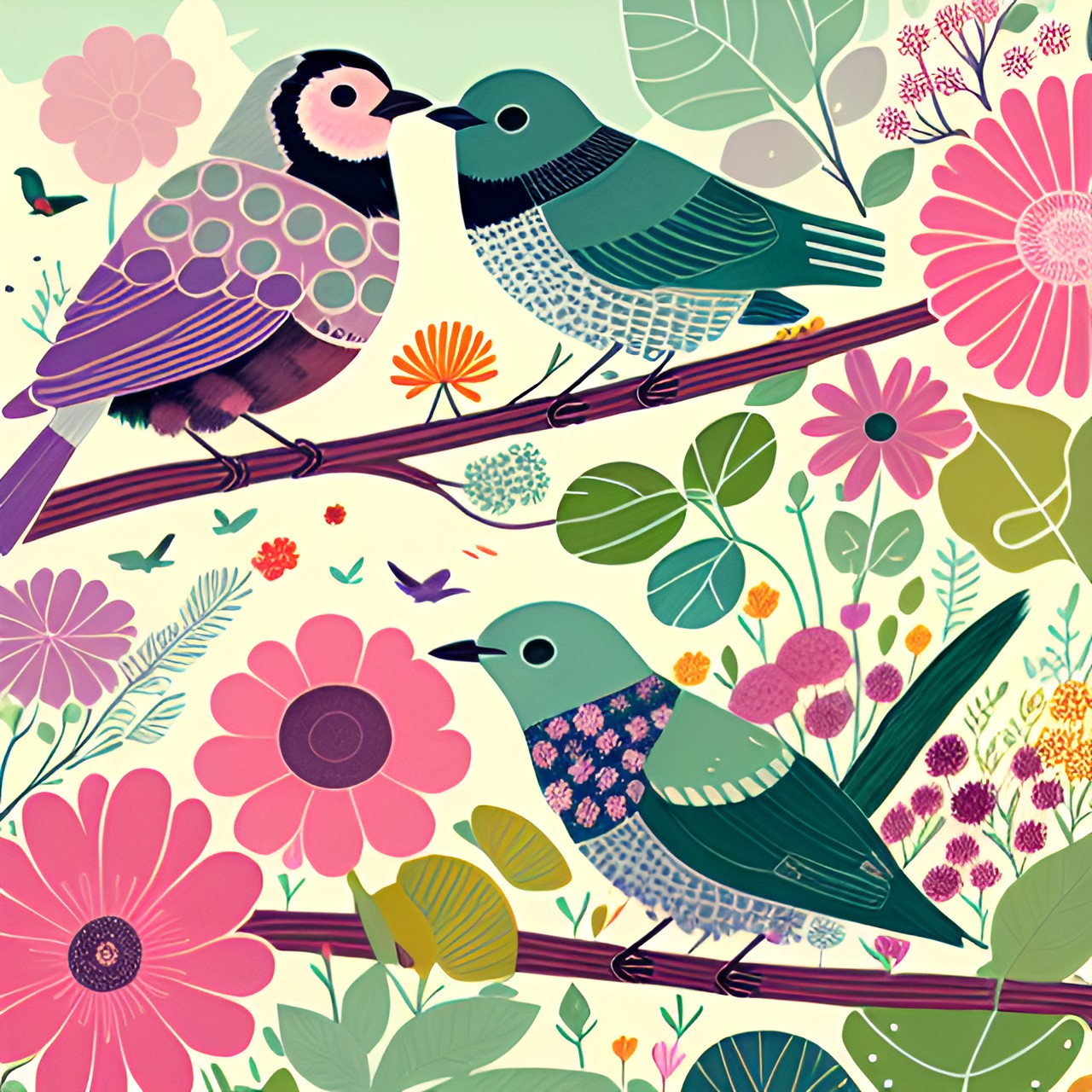 flowers and birds preview