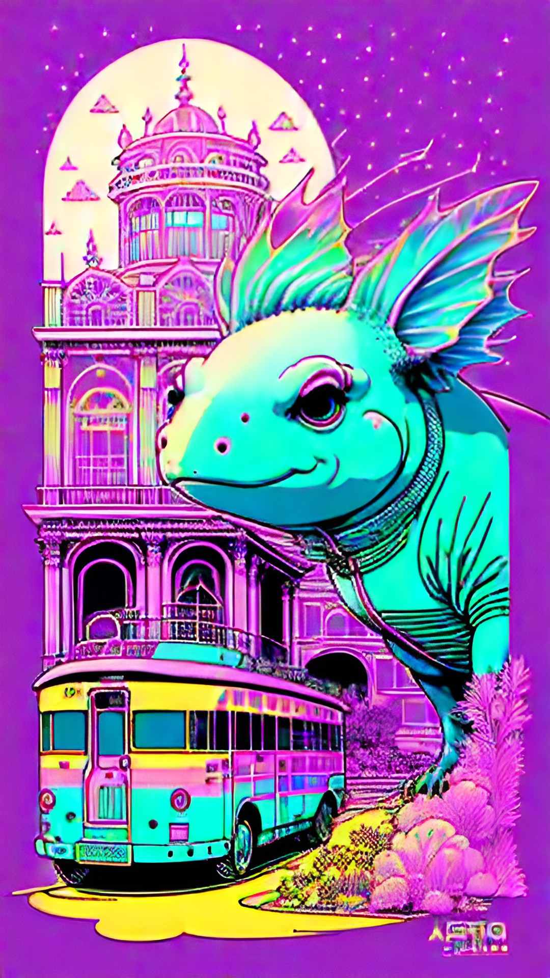 Bus life - axolotl that is a king, rainbow, palace preview