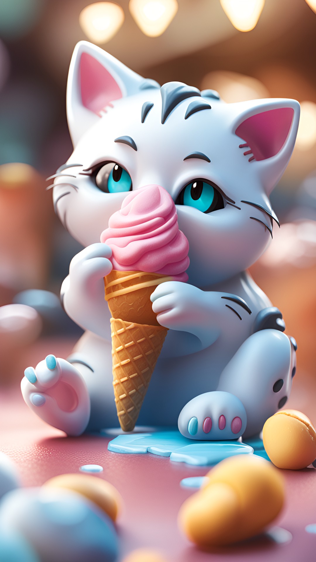 Ice cream cat - cat eating ice cream preview