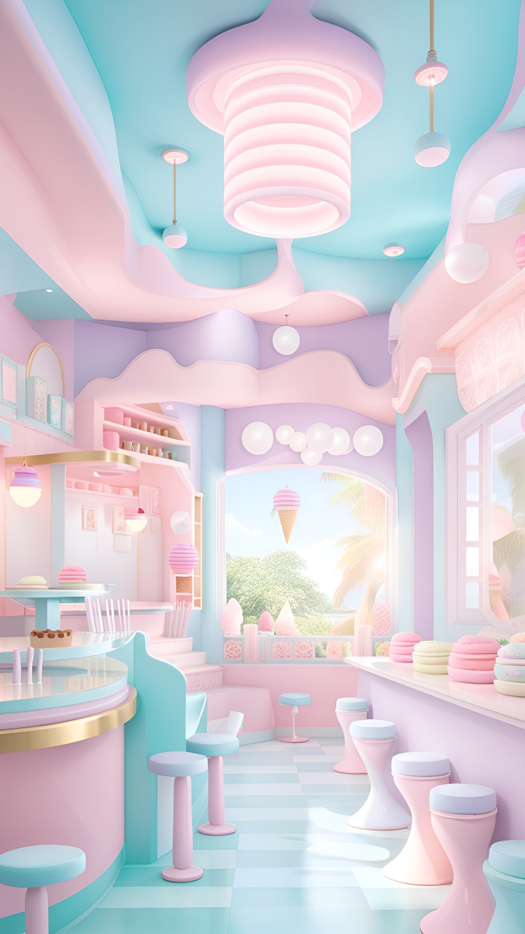 pastel dreamlike ice cream parlor preview