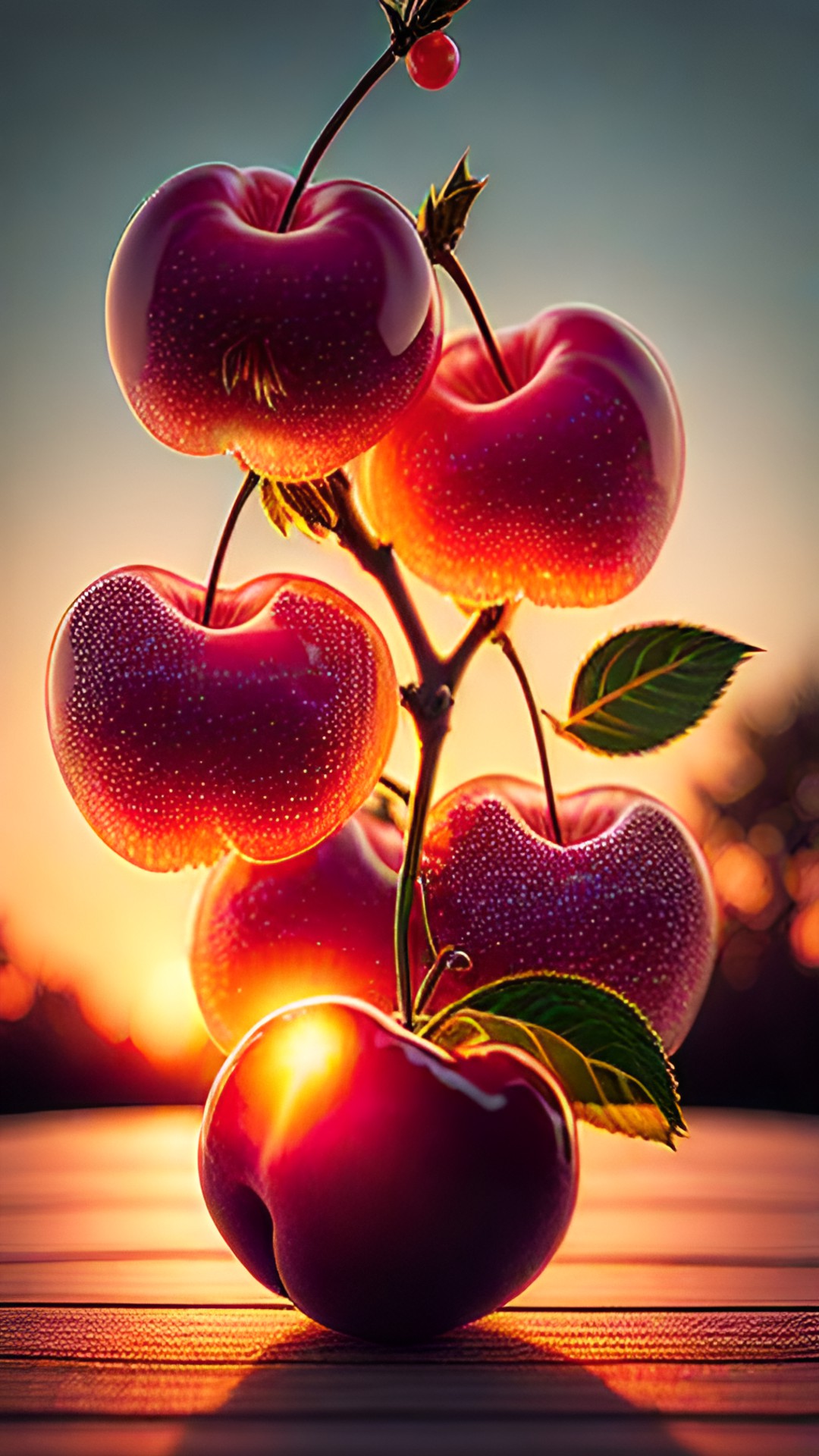 juicy fresh cherries loving life outdoors with an open sunset preview