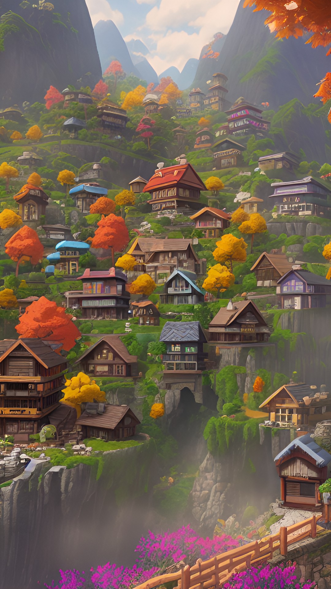 hidden village in the mountains pixel art preview