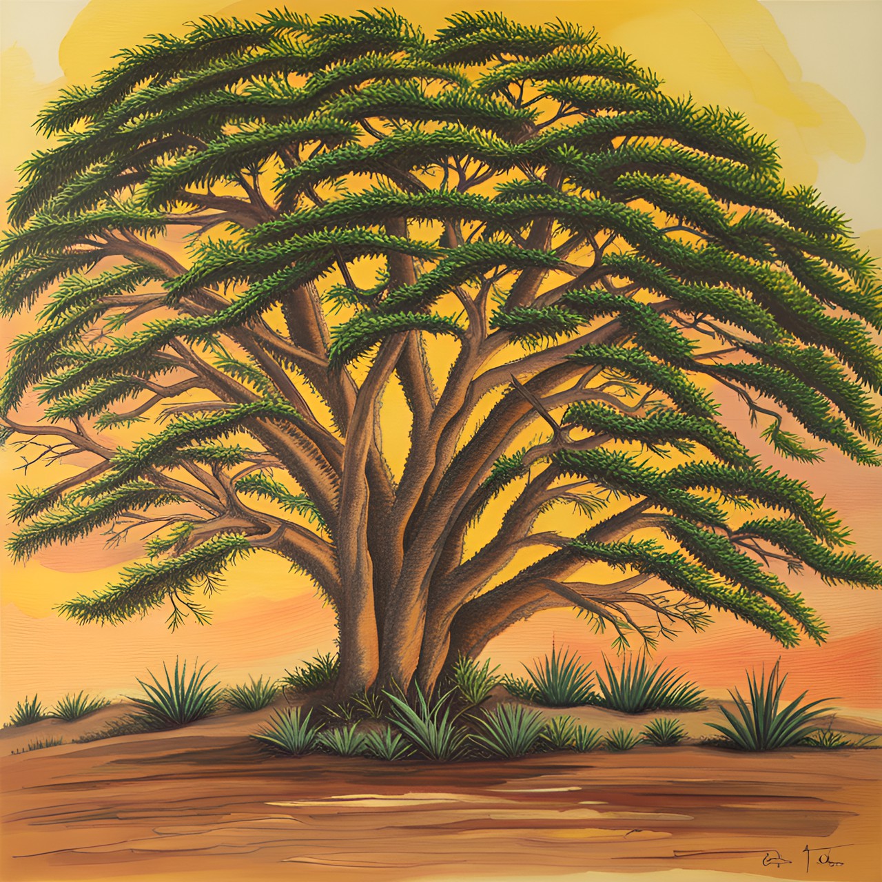 acacia tree, sunset preview