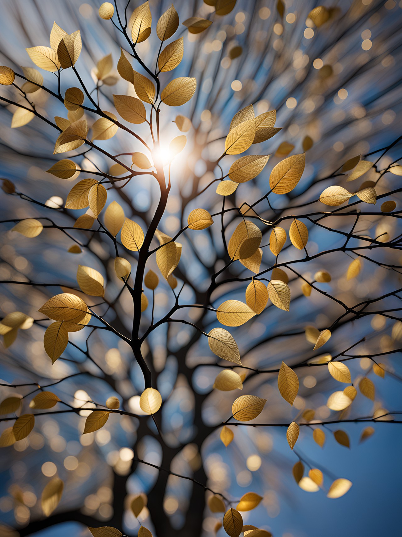 tree with metallic shiny leaves preview