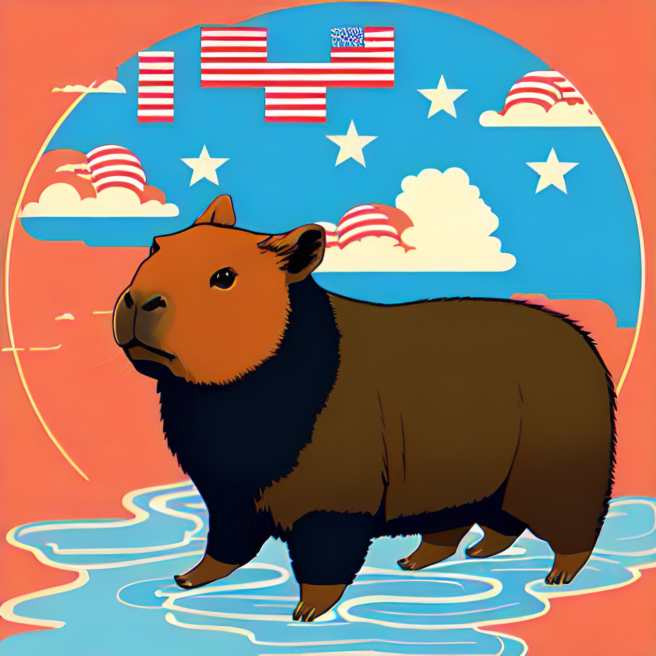 USA - patriotic capybara preview