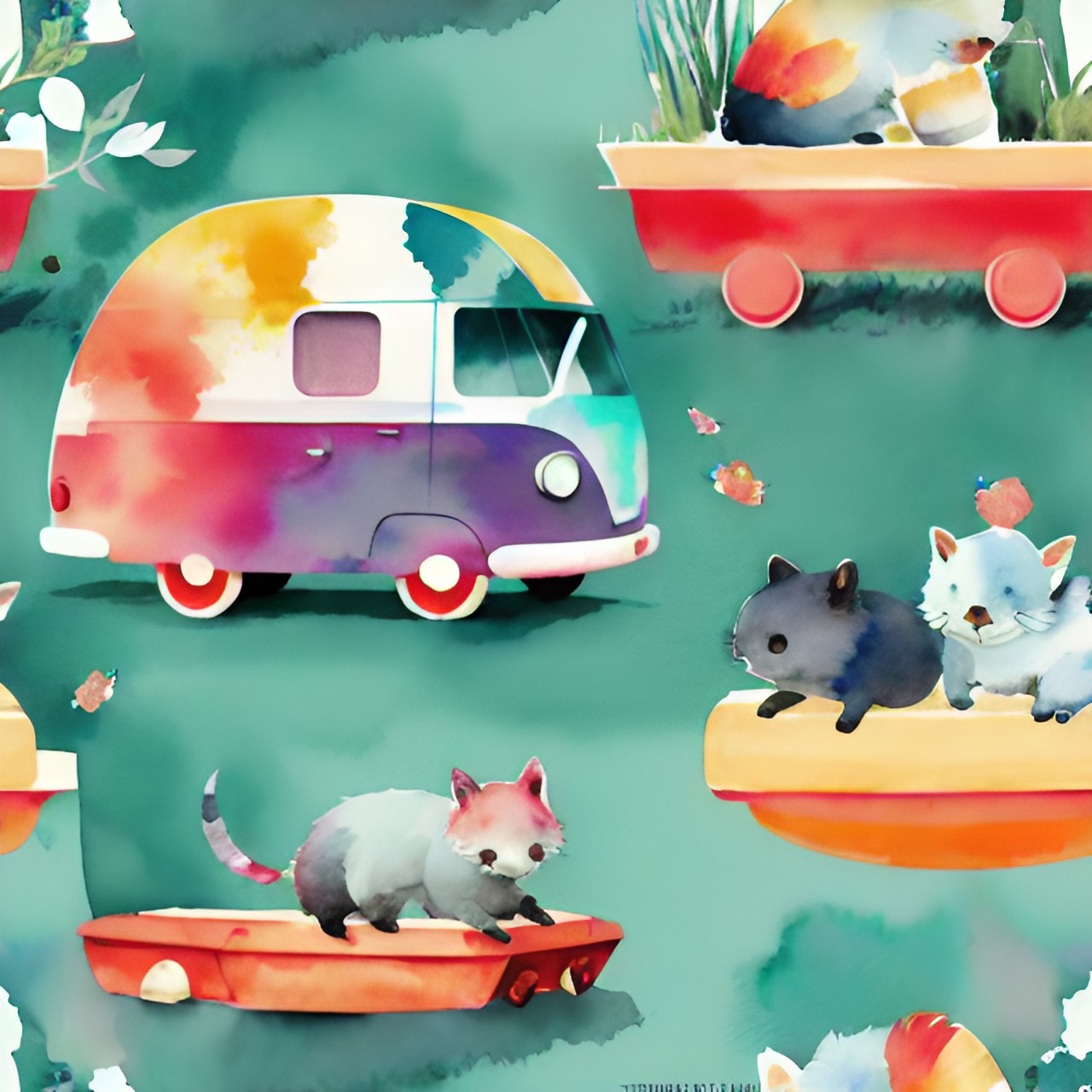 cheerful wallpaper pattern with cute tiny critters preview