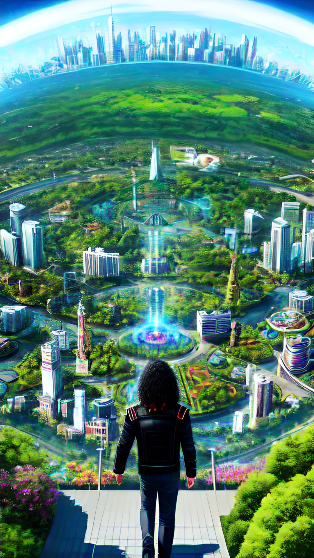 The world - future city with lots of nature and high tech stuff create michael jackson in the background preview