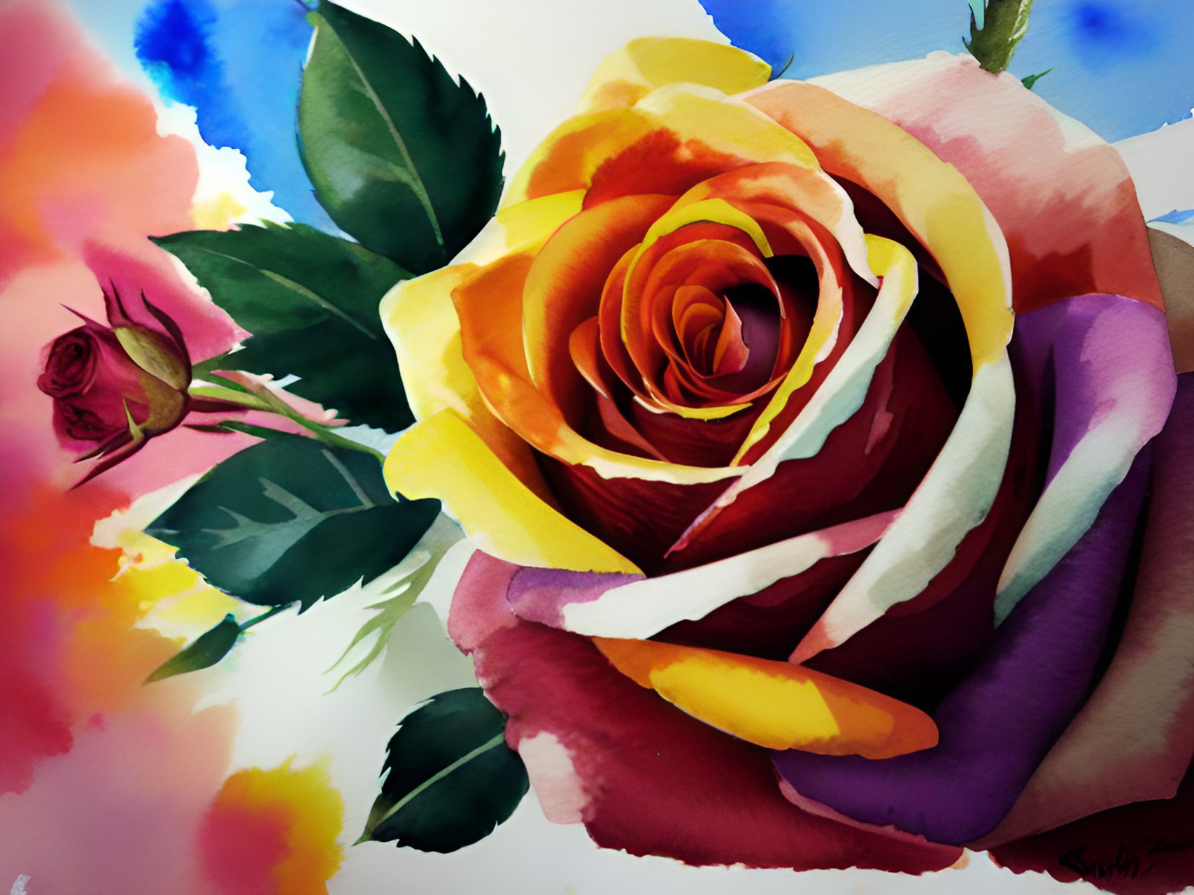 watercolor rose preview