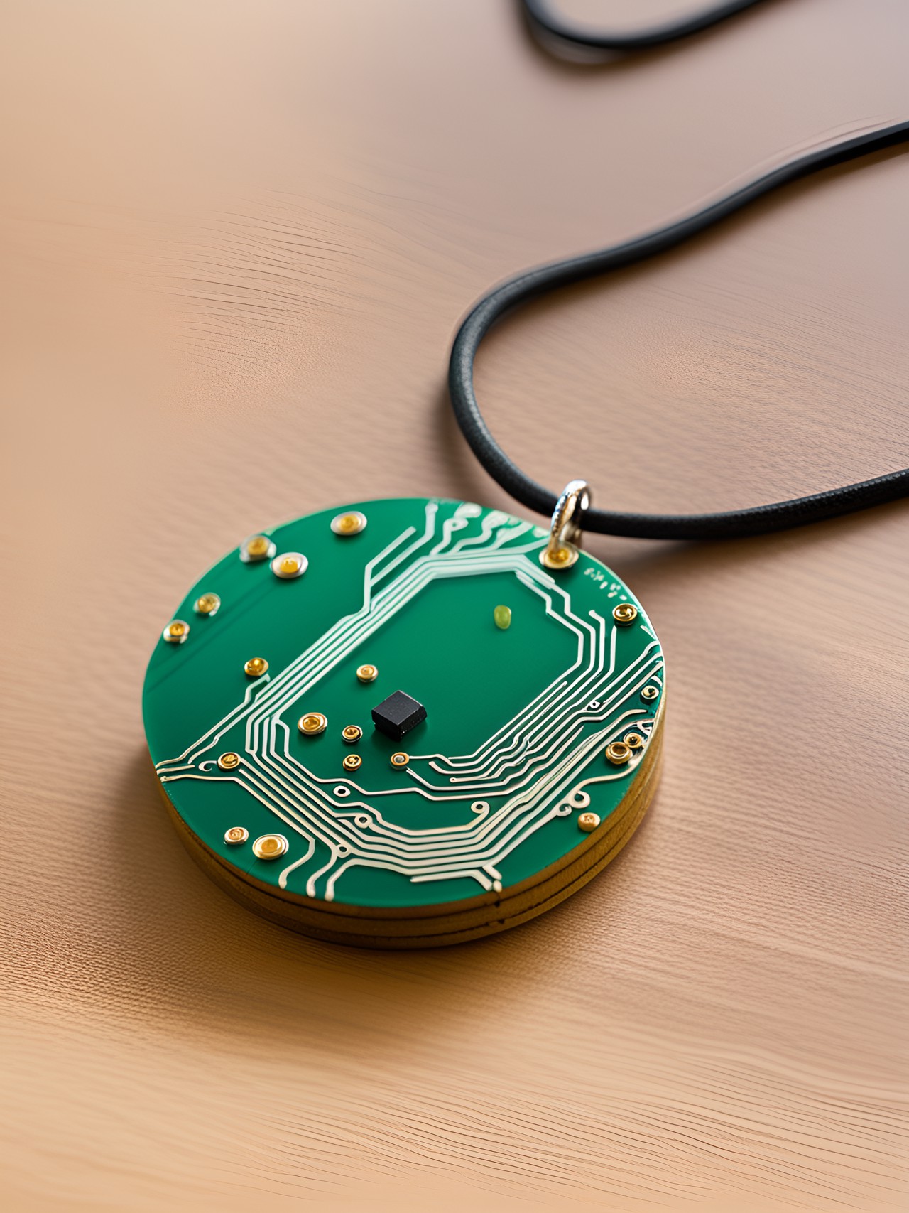 good luck charm against technical glitches and network outages, recycled circuit board pendant necklace preview